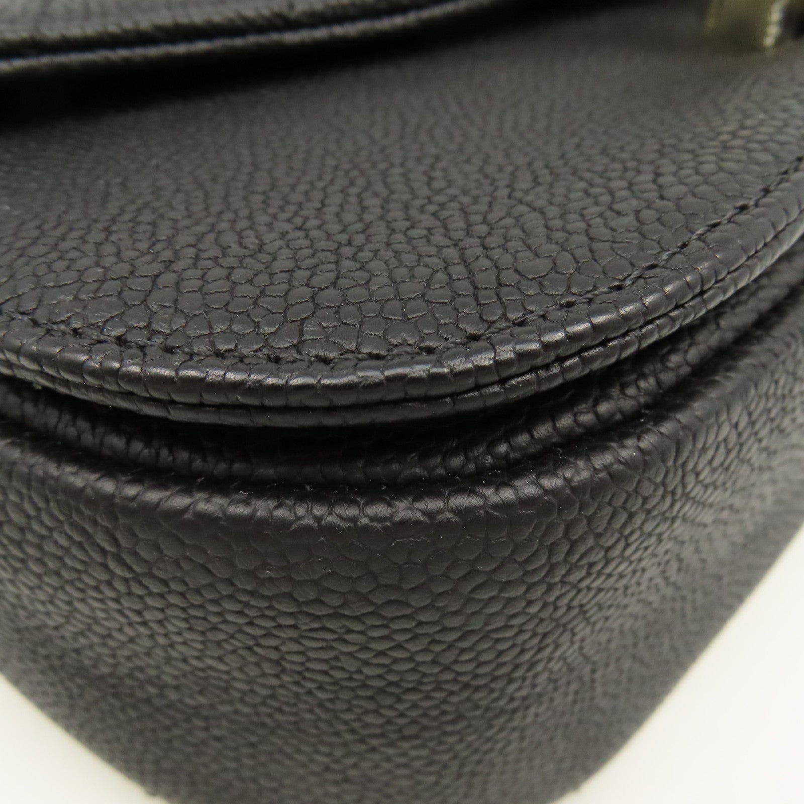 CHANEL 菱格Caviar皮革2Way Shoulder Bag金扣鏈帶手挽肩背兩用袋黑色
