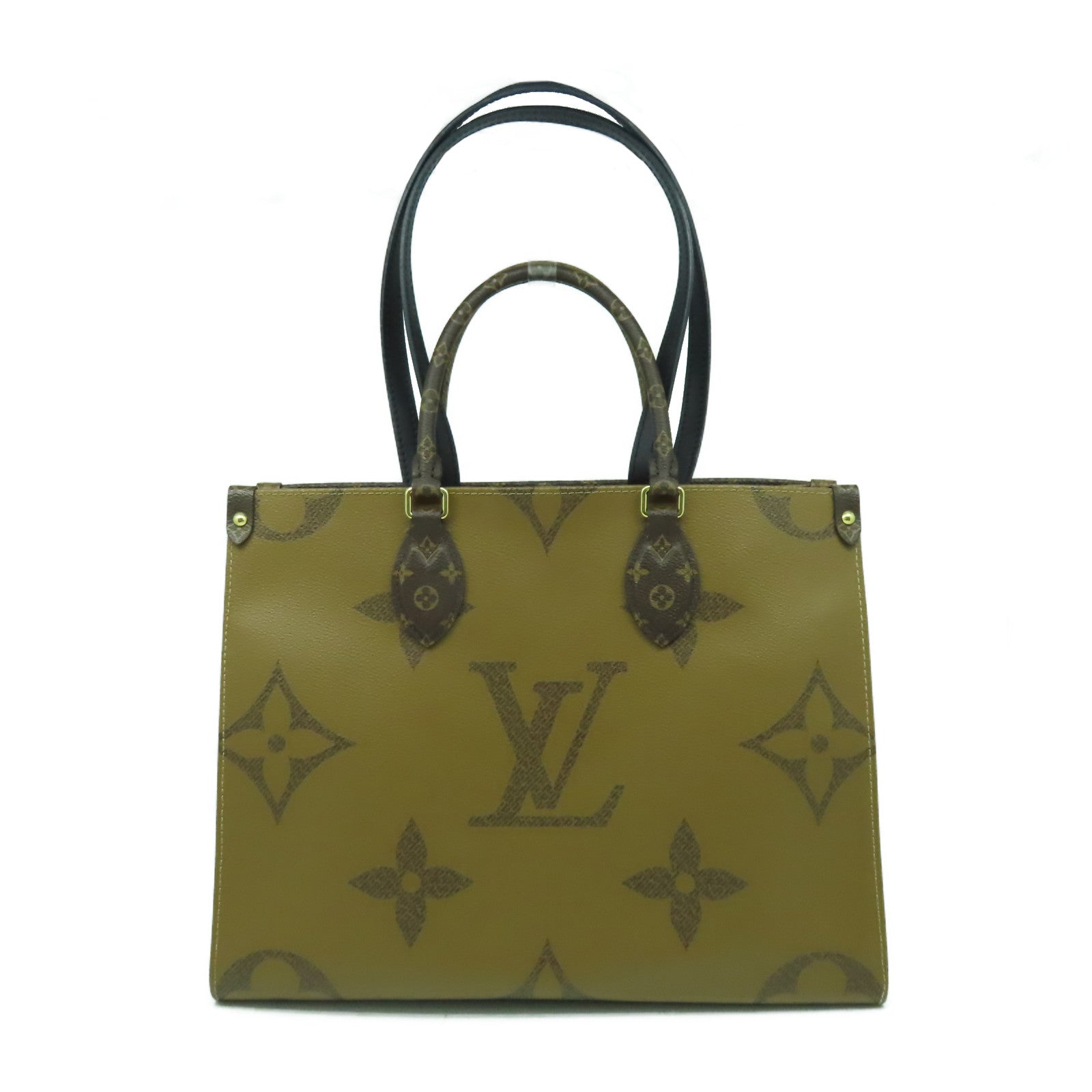 LOUIS VUITTON Monogram Giant On The Go MM金扣手挽肩背兩用袋啡色