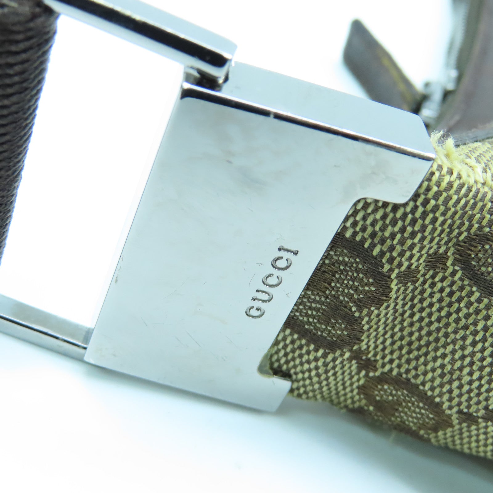 GUCCI 帆布Shoulder Bag銀扣肩背袋啡色