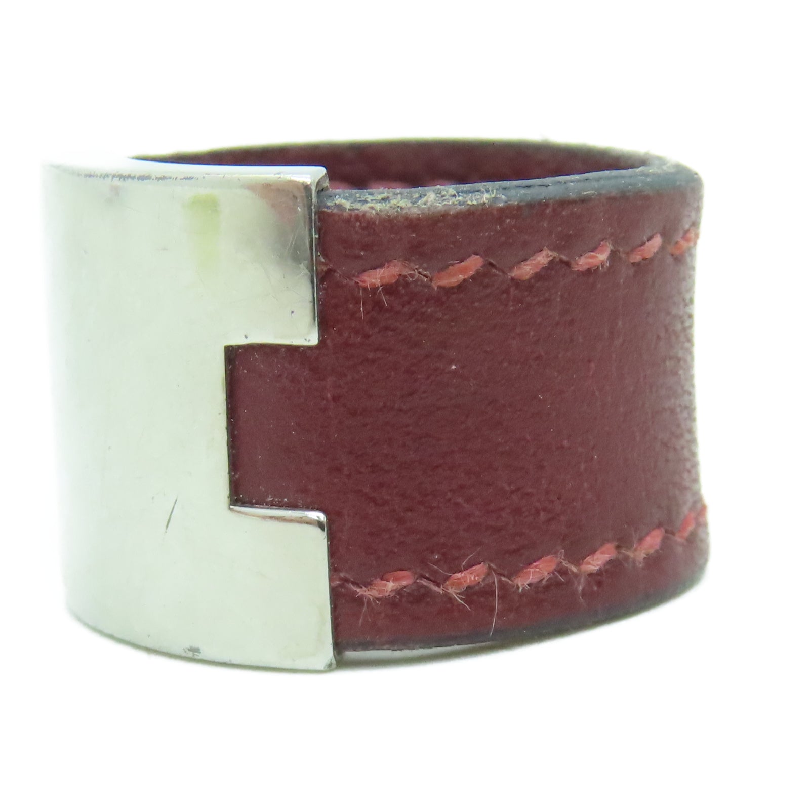 HERMES Veau Swift皮革Ring银扣戒指US#7