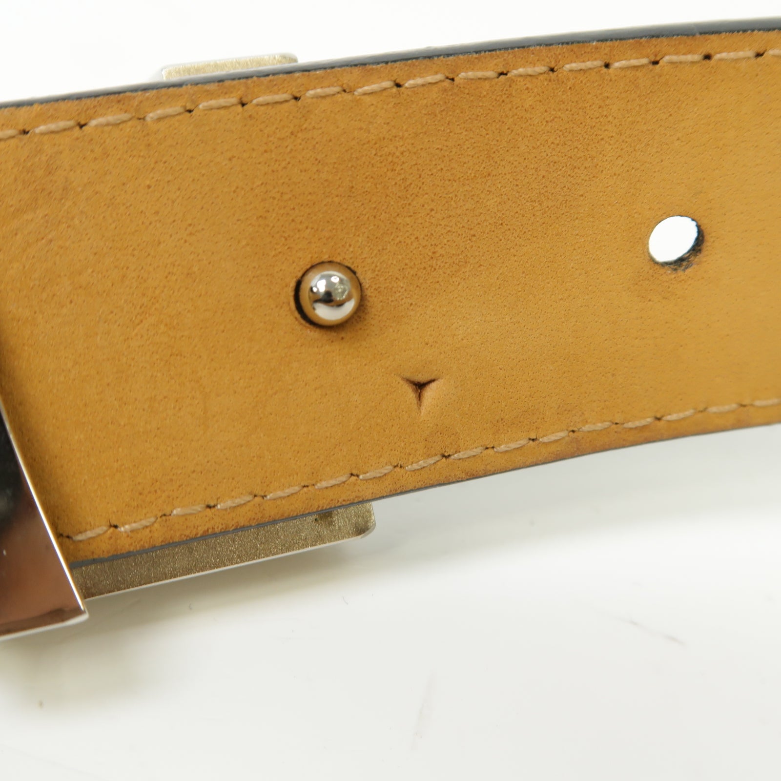 LOUIS VUITTON Epi Belt銀扣皮帶黒色