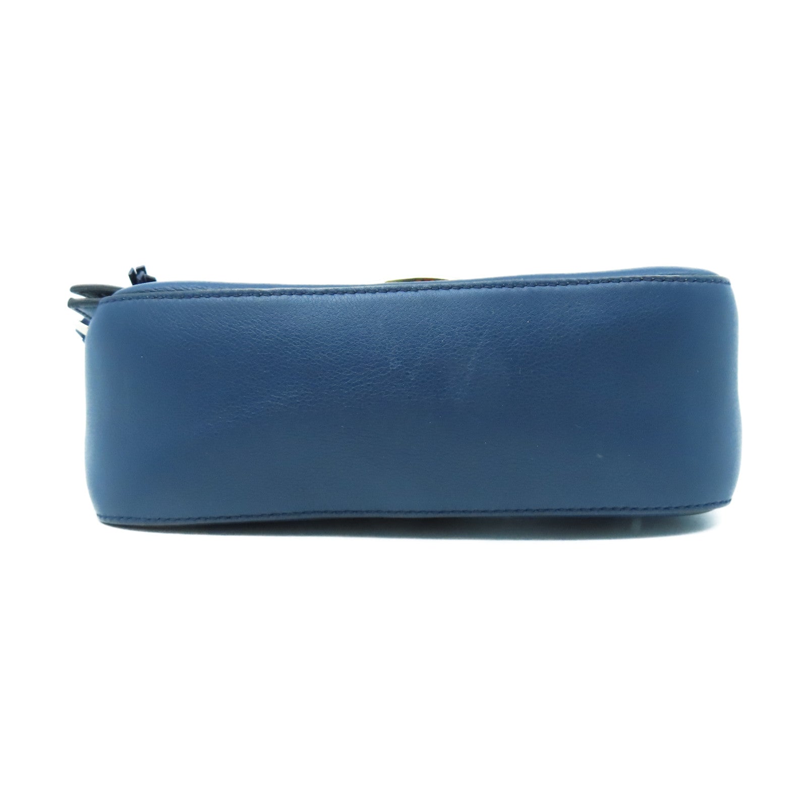 Salvatore Ferragamo Leather Shoulder Bag Gold Buckle Blue