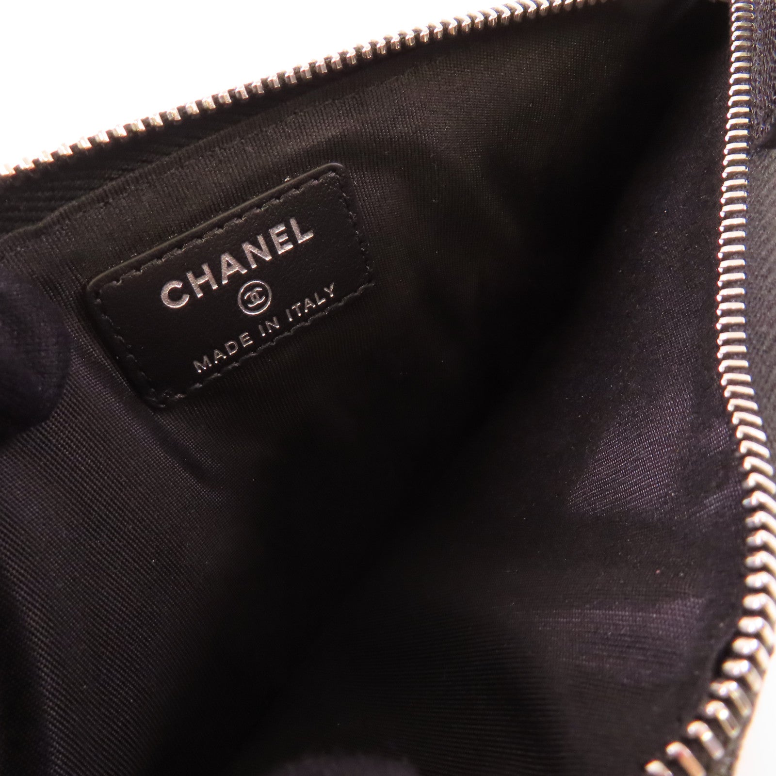 CHANEL 菱格Caviar皮革Boy Chanel Phone/Card Holder銀扣手機卡片套黑色