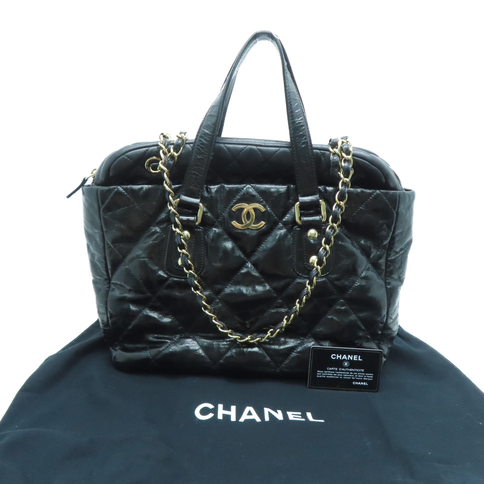 CHANEL [Sharp Discount] Lingge Cowhide Leather 2Way Shoulder Handbag Gold Buckle Handle Shoulder Back Dual-purpose Bag Black