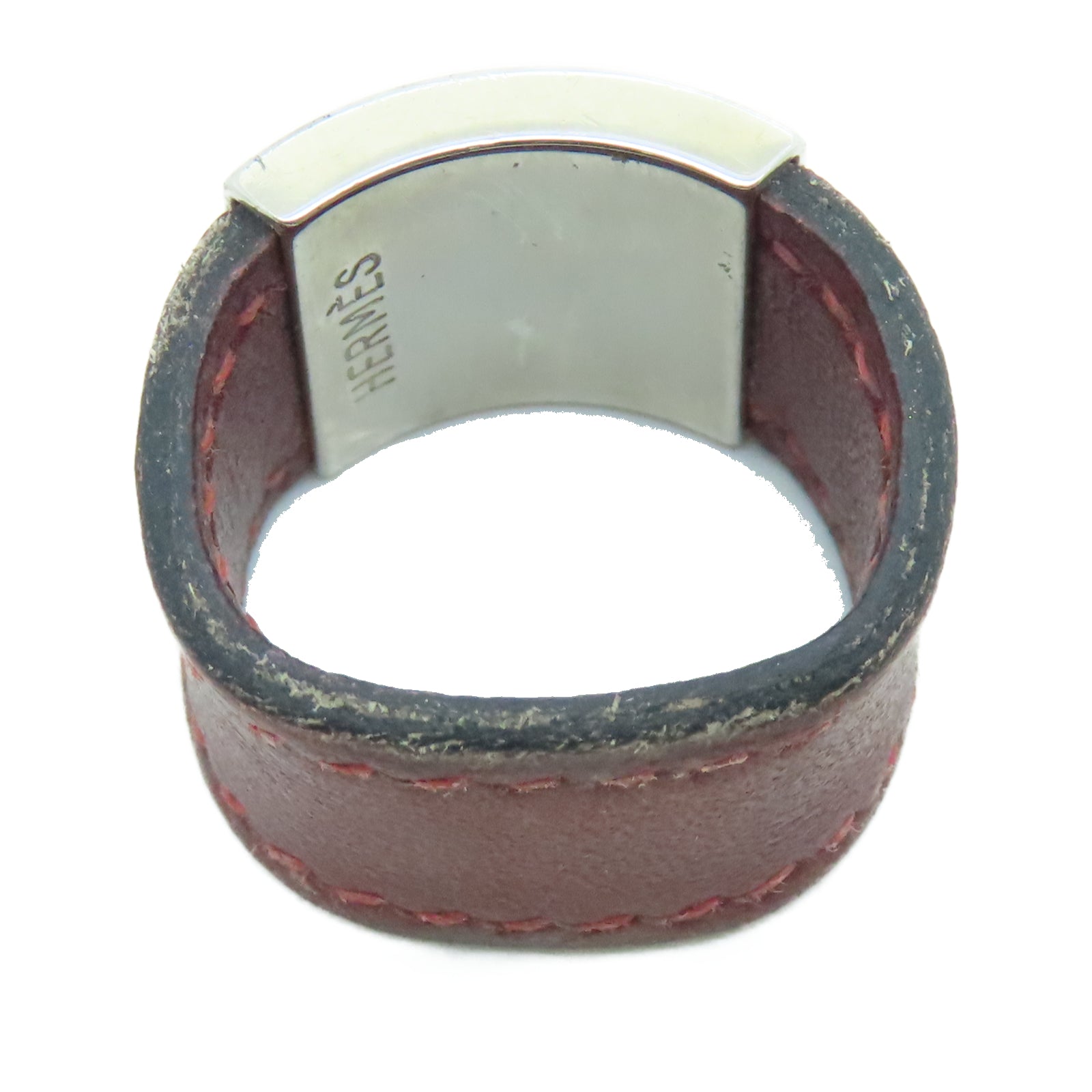 HERMES Veau Swift皮革Ring银扣戒指US#7