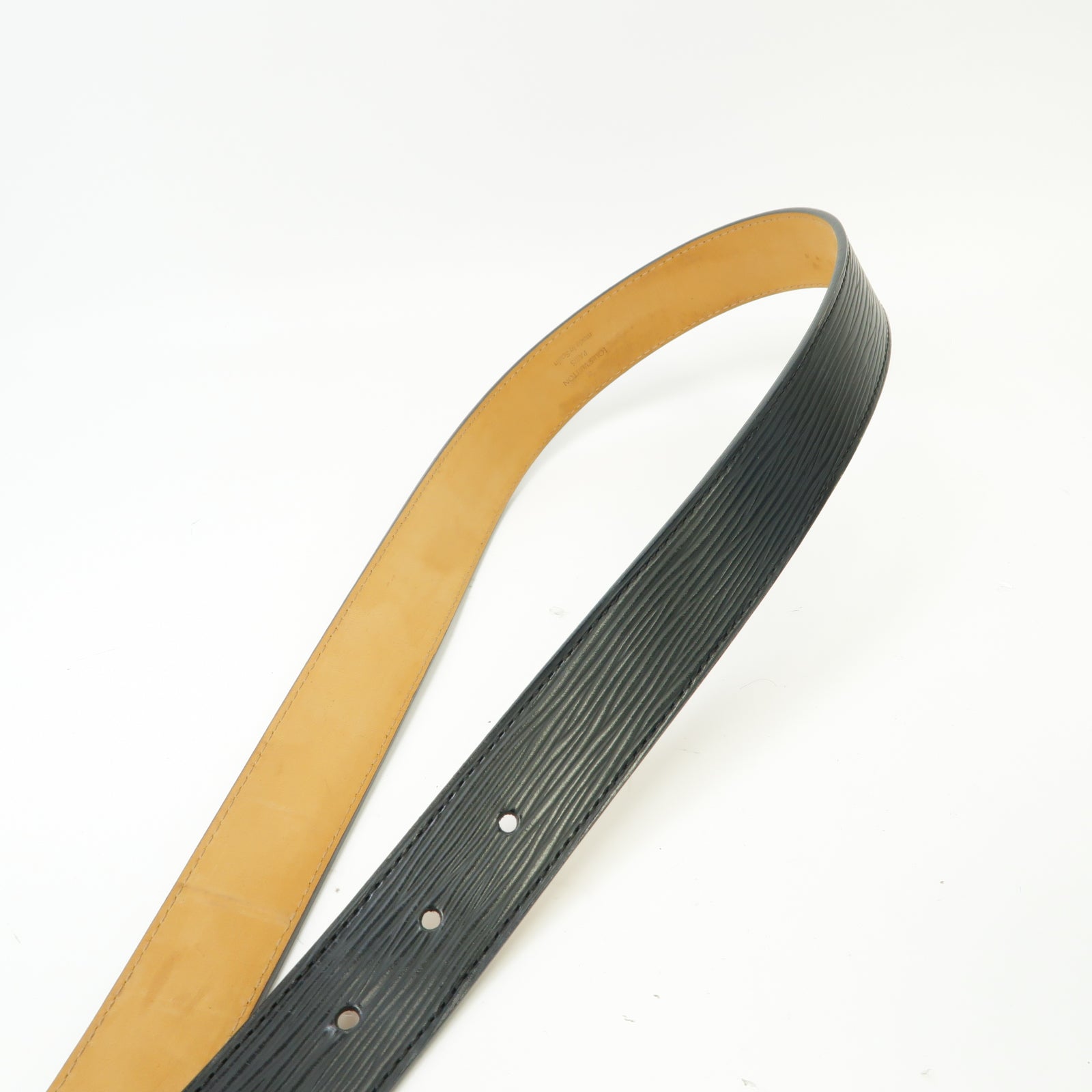 LOUIS VUITTON Epi Belt銀扣皮帶黒色