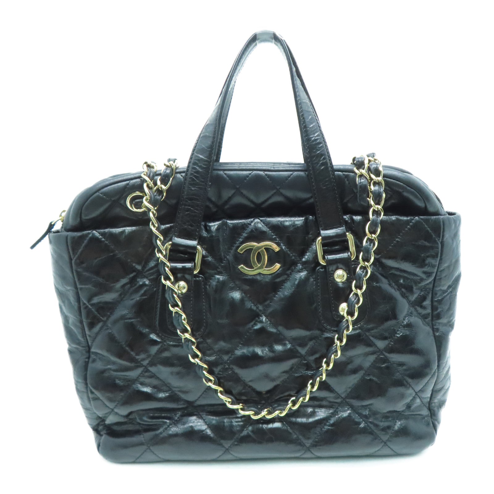 CHANEL [Sharp Discount] Lingge Cowhide Leather 2Way Shoulder Handbag Gold Buckle Handle Shoulder Back Dual-purpose Bag Black