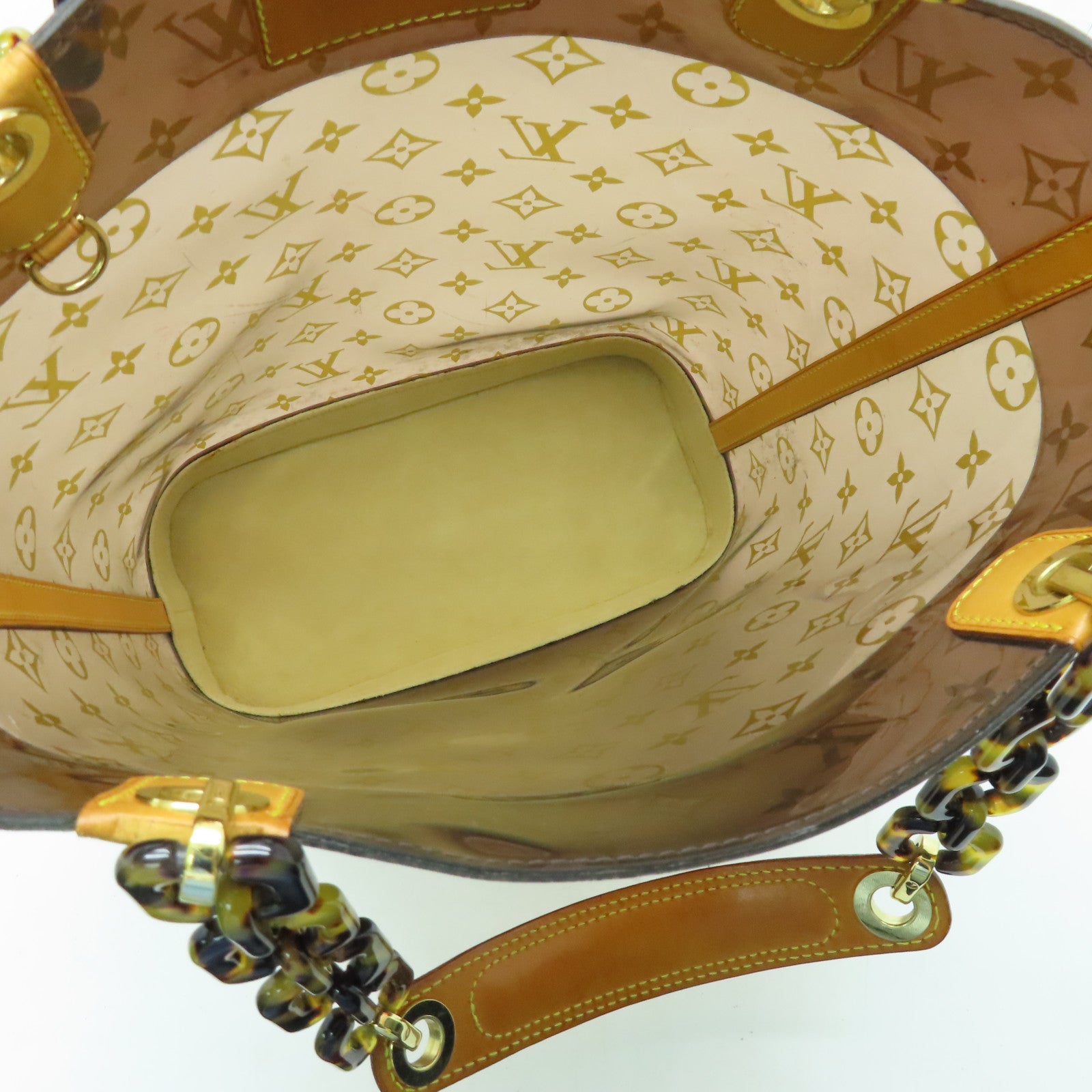 LOUIS VUITTON Monogram Vinyl Clear Cabas Sac Ambre PM金扣肩背袋啡色/半透明