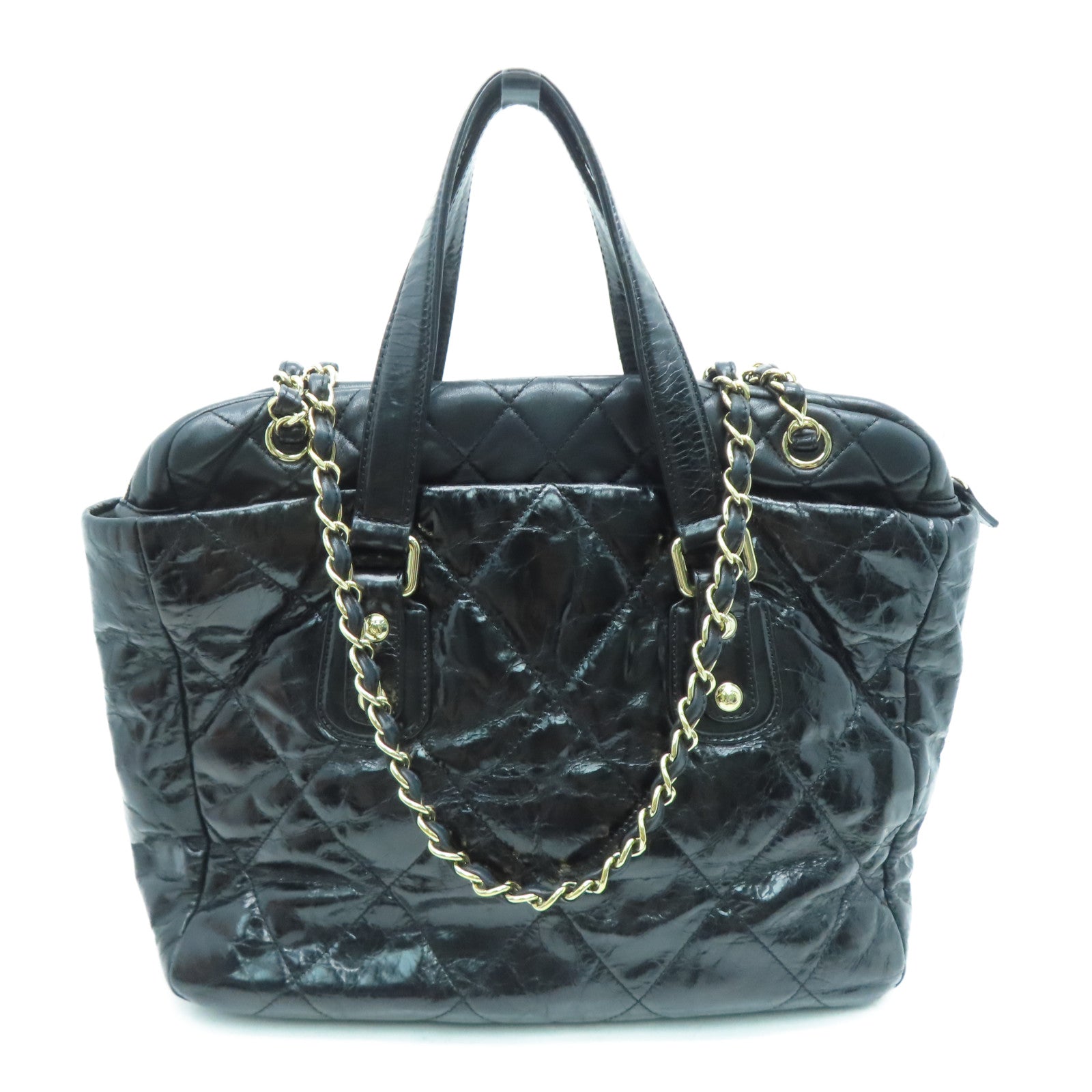CHANEL [Sharp Discount] Lingge Cowhide Leather 2Way Shoulder Handbag Gold Buckle Handle Shoulder Back Dual-purpose Bag Black