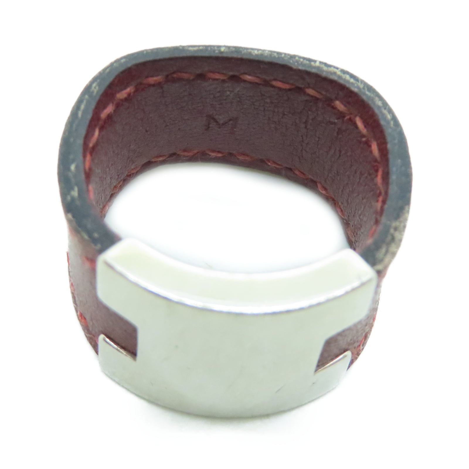 HERMES Veau Swift皮革Ring银扣戒指US#7