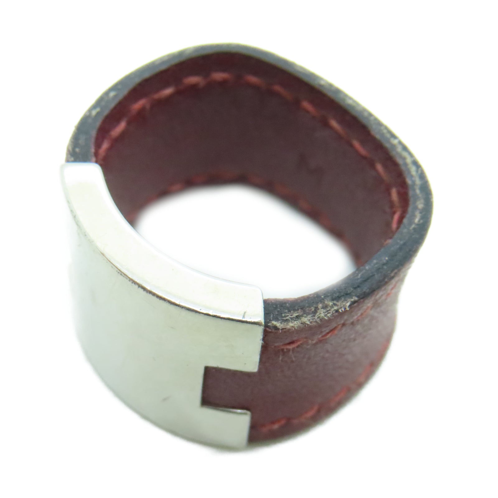 HERMES Veau Swift皮革Ring银扣戒指US#7
