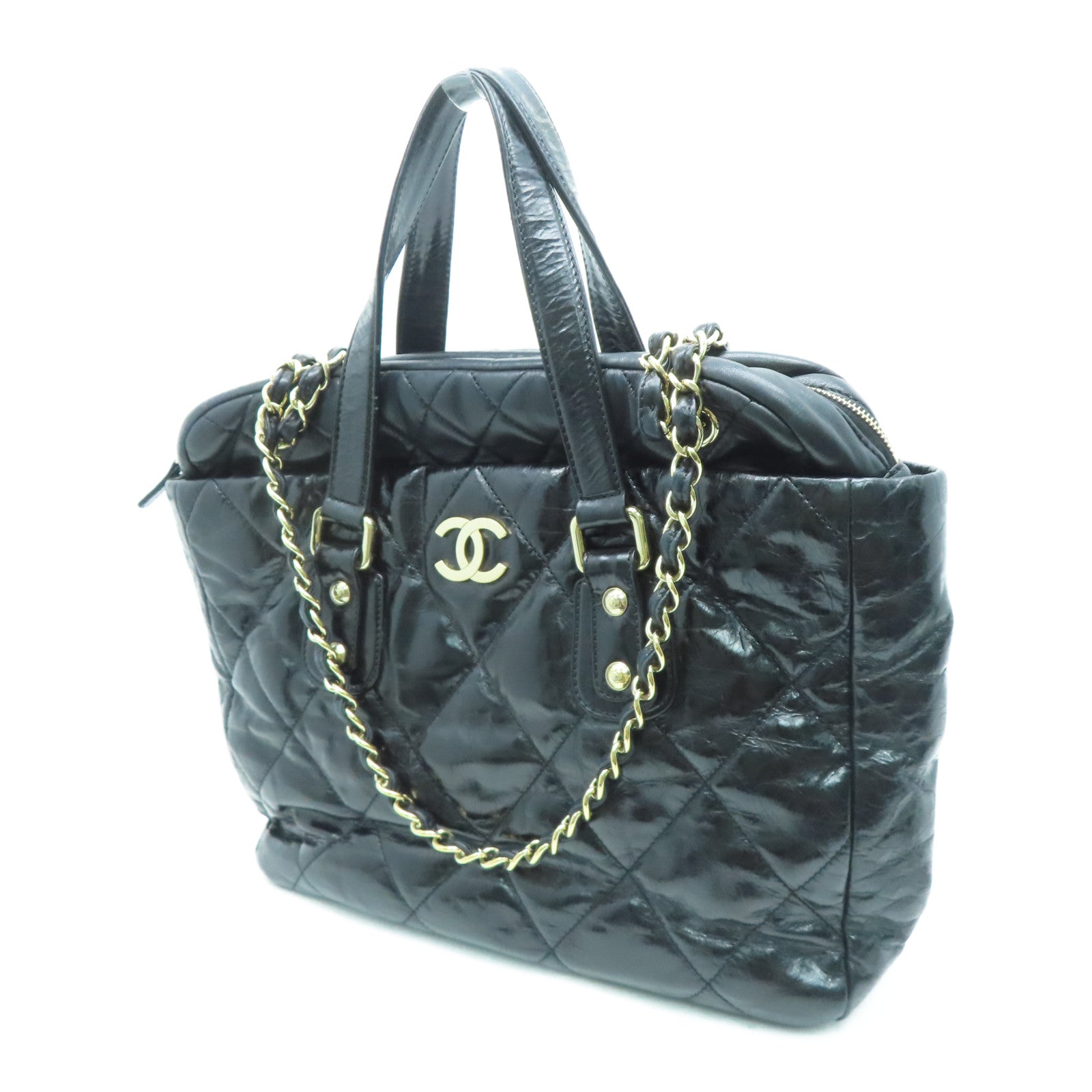 CHANEL [Sharp Discount] Lingge Cowhide Leather 2Way Shoulder Handbag Gold Buckle Handle Shoulder Back Dual-purpose Bag Black