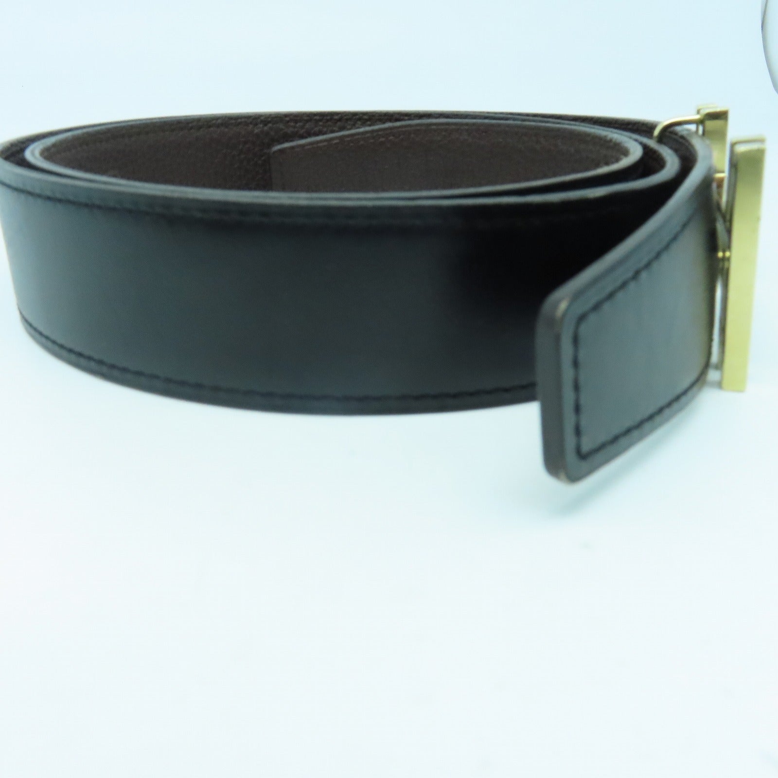 HERMES 牛皮皮革Belt金扣皮带Noir黑色