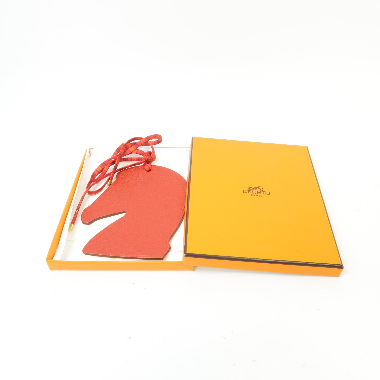 HERMES Box Calf皮革Charm掛飾紅色/橙色