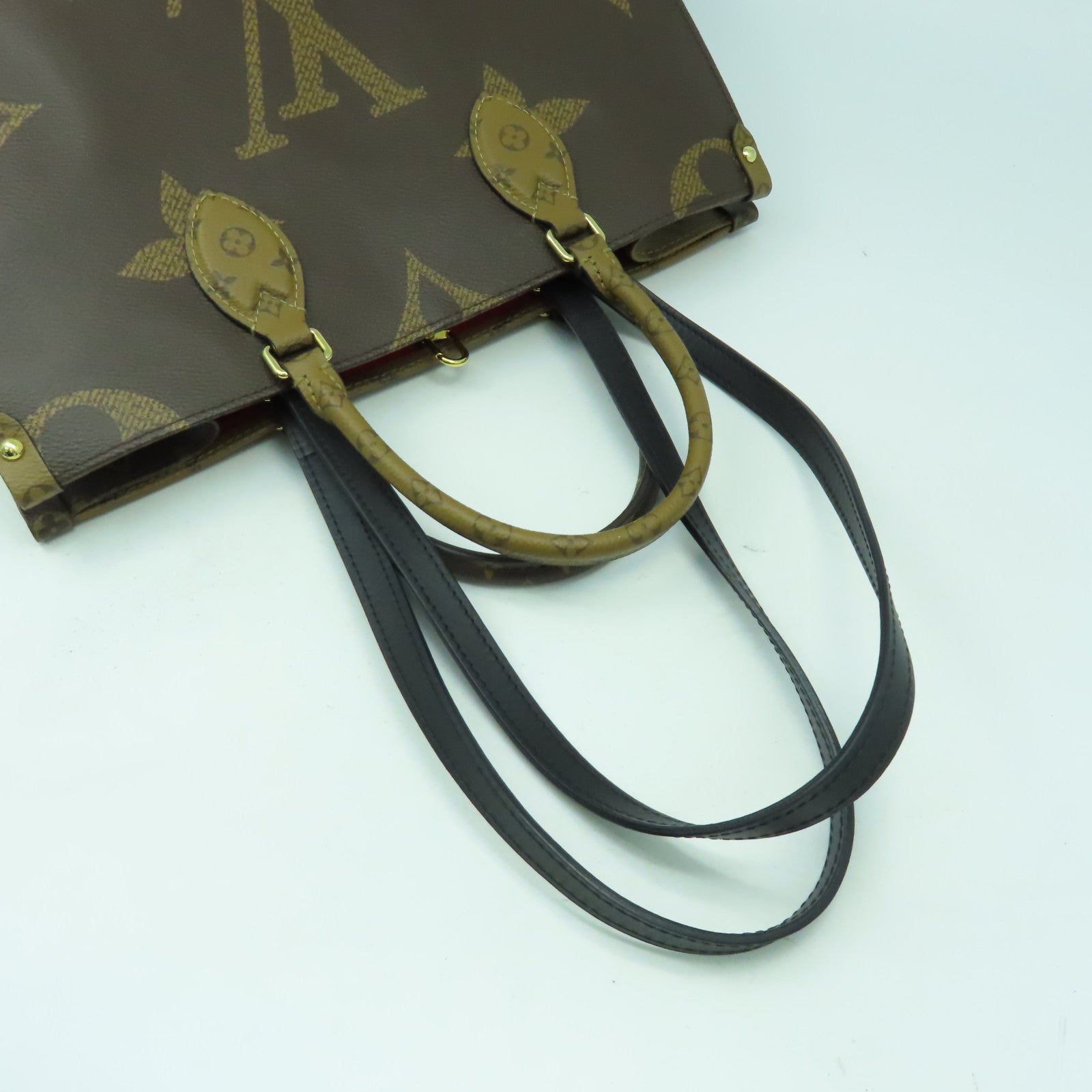 LOUIS VUITTON Monogram Giant On The Go MM金扣手挽肩背兩用袋啡色