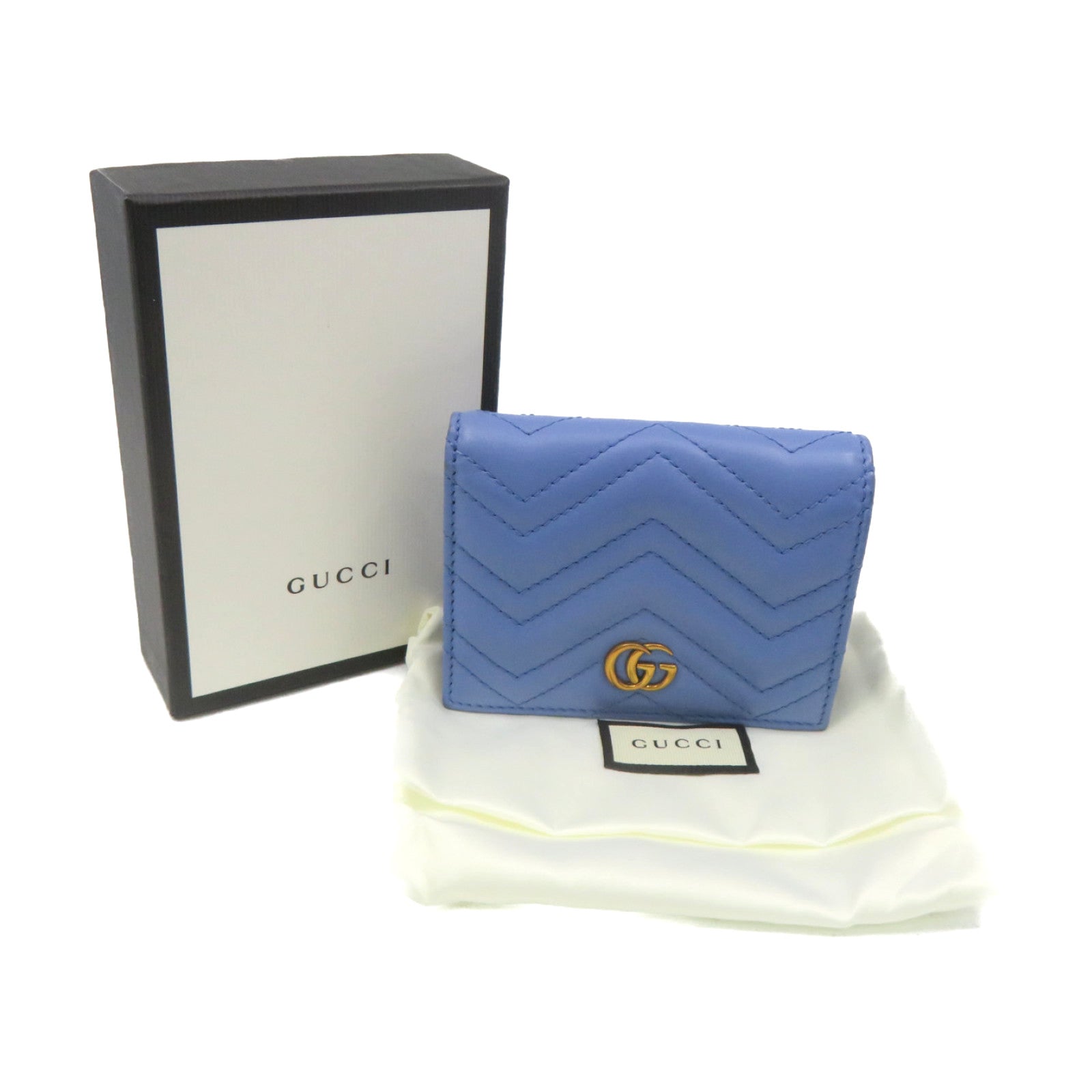 GUCCI 牛皮皮革Mini Wallet短钱包浅蓝色