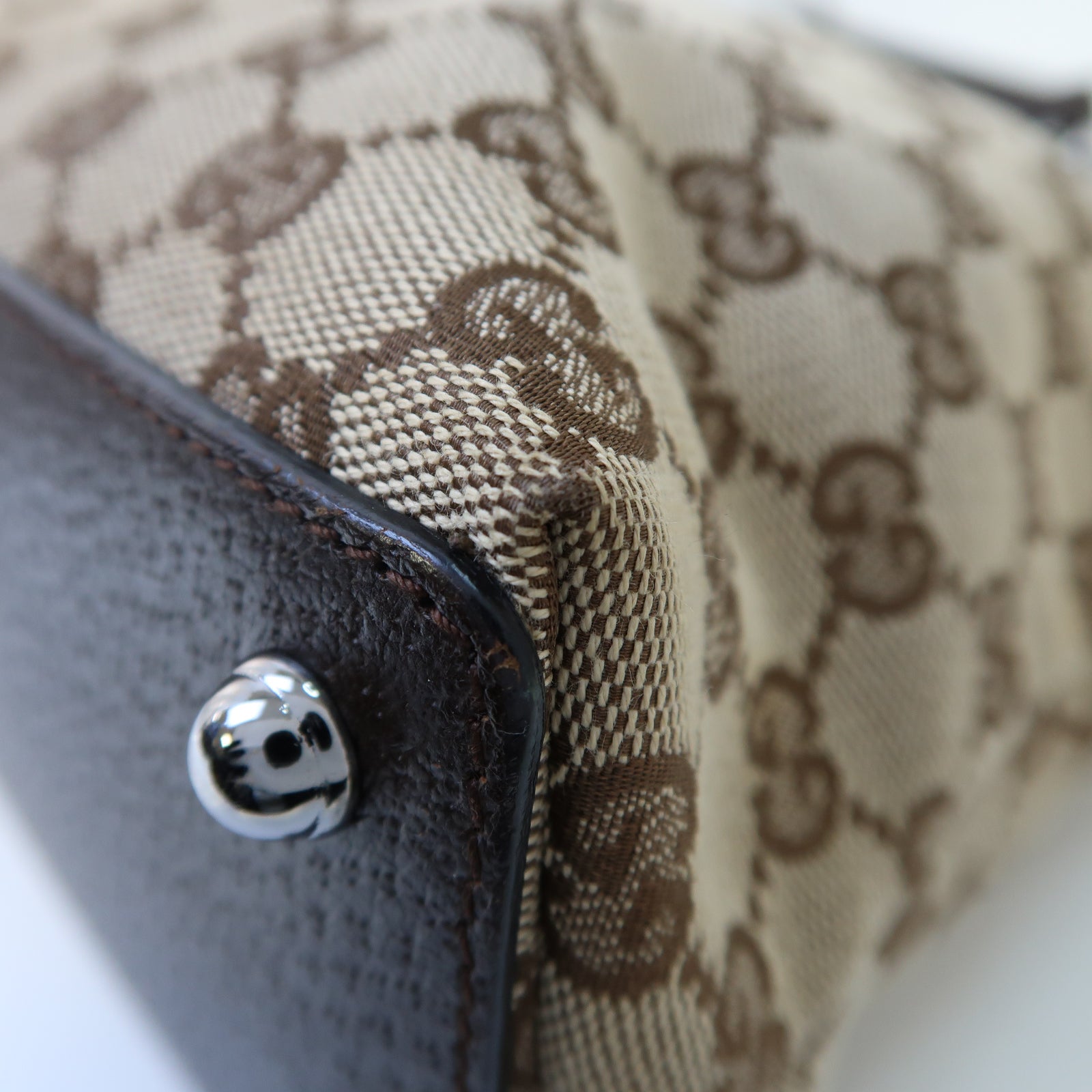 GUCCI GG帆布Shoulder Bag銀扣肩背袋啡色