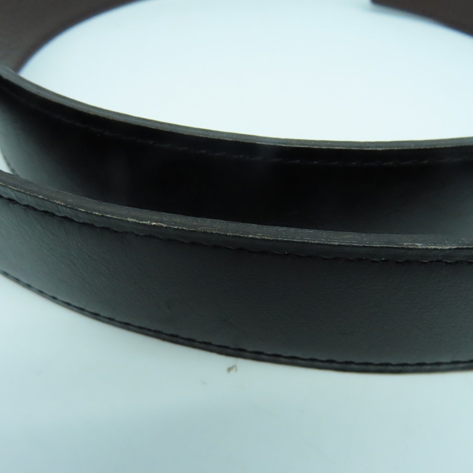 HERMES 牛皮皮革Belt金扣皮带Noir黑色