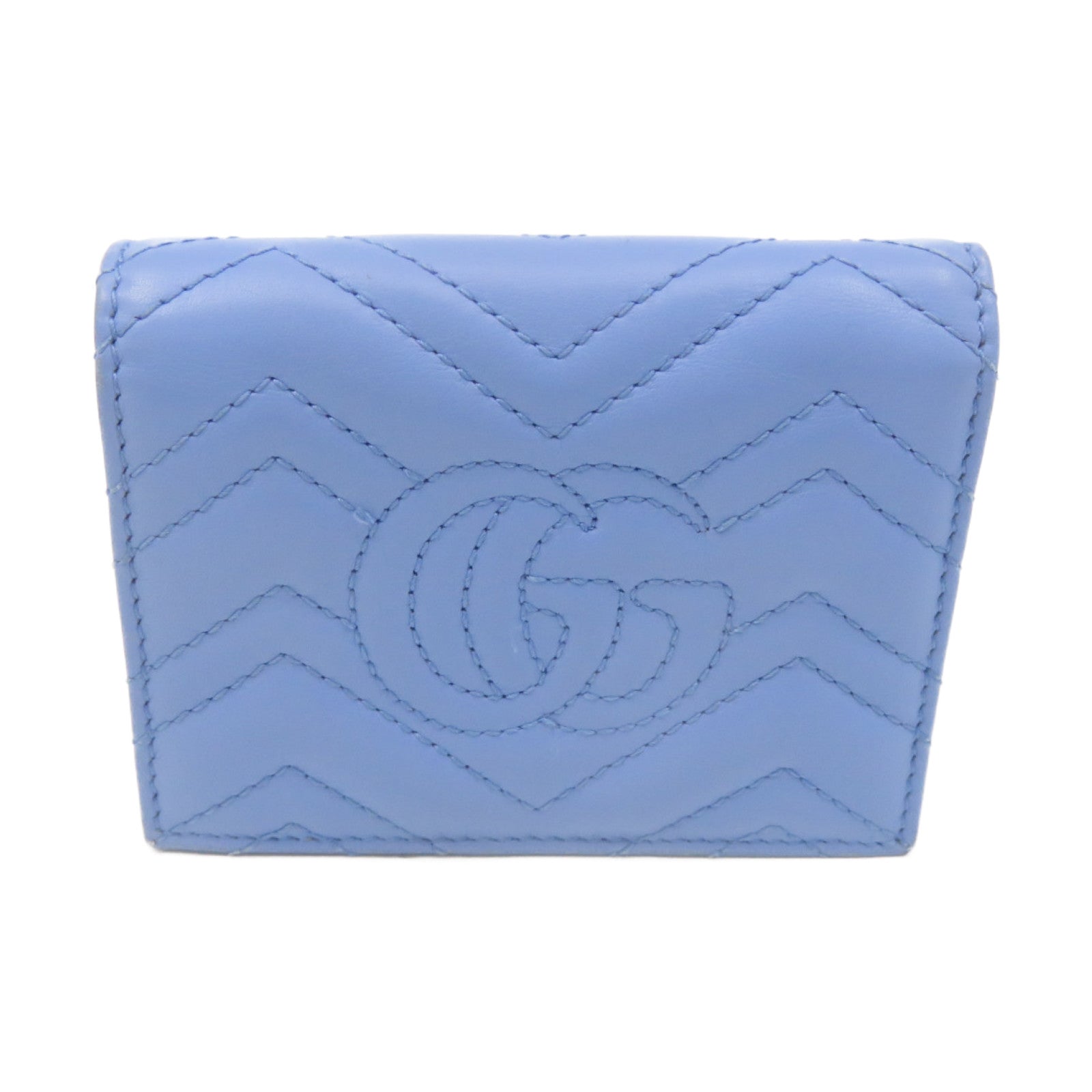 GUCCI 牛皮皮革Mini Wallet短钱包浅蓝色