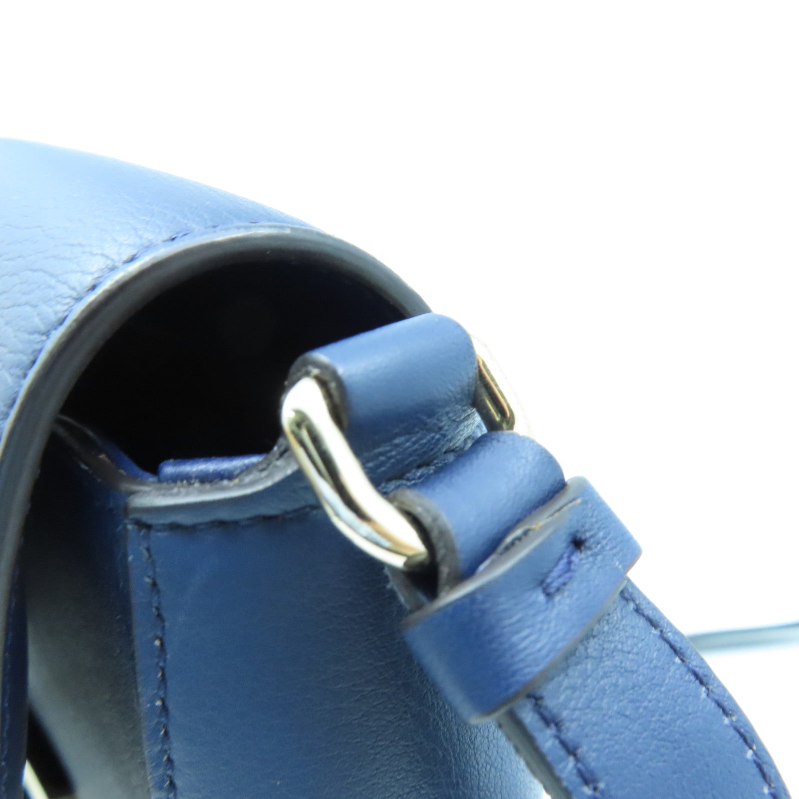 Salvatore Ferragamo Leather Shoulder Bag Gold Buckle Blue