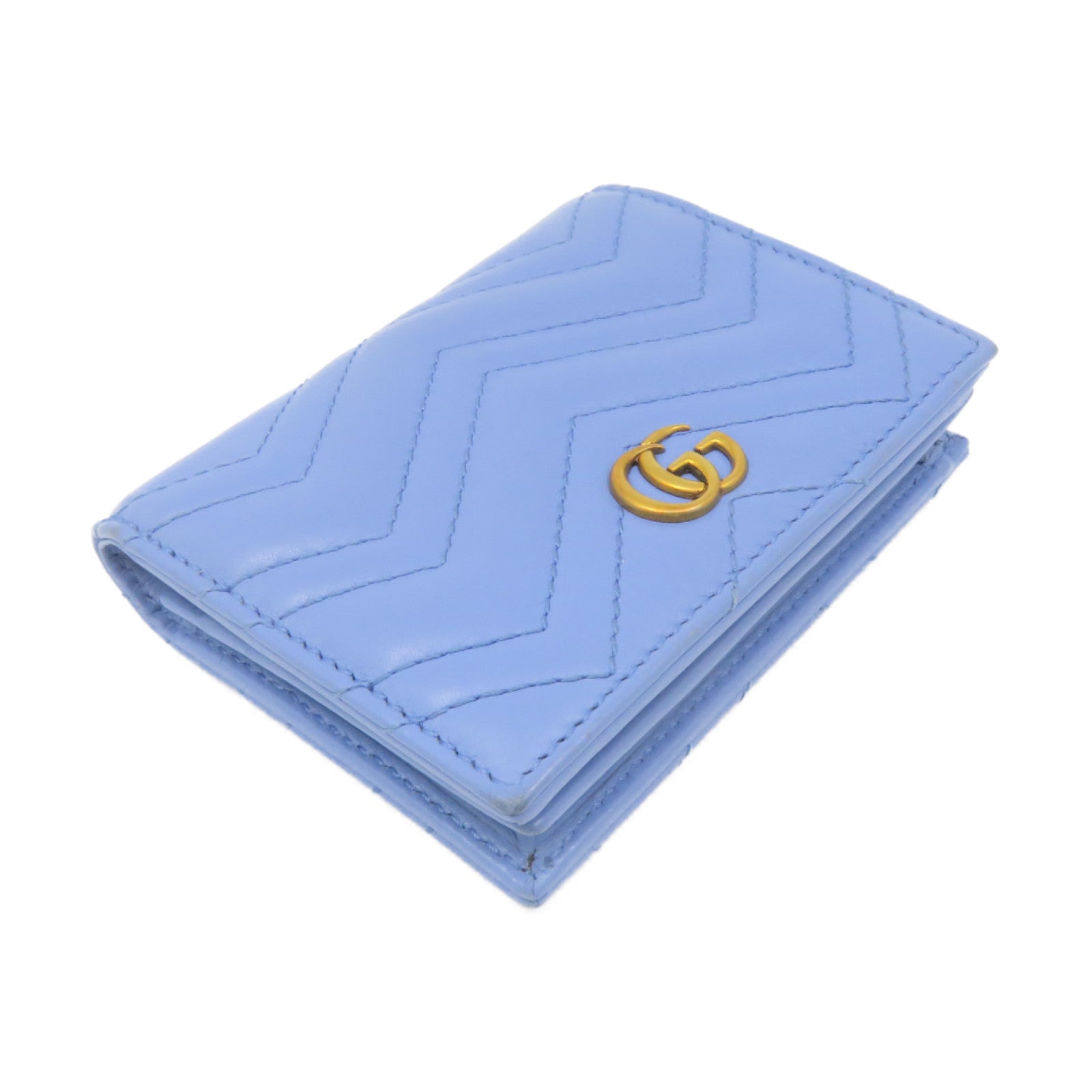 GUCCI 牛皮皮革Mini Wallet短钱包浅蓝色