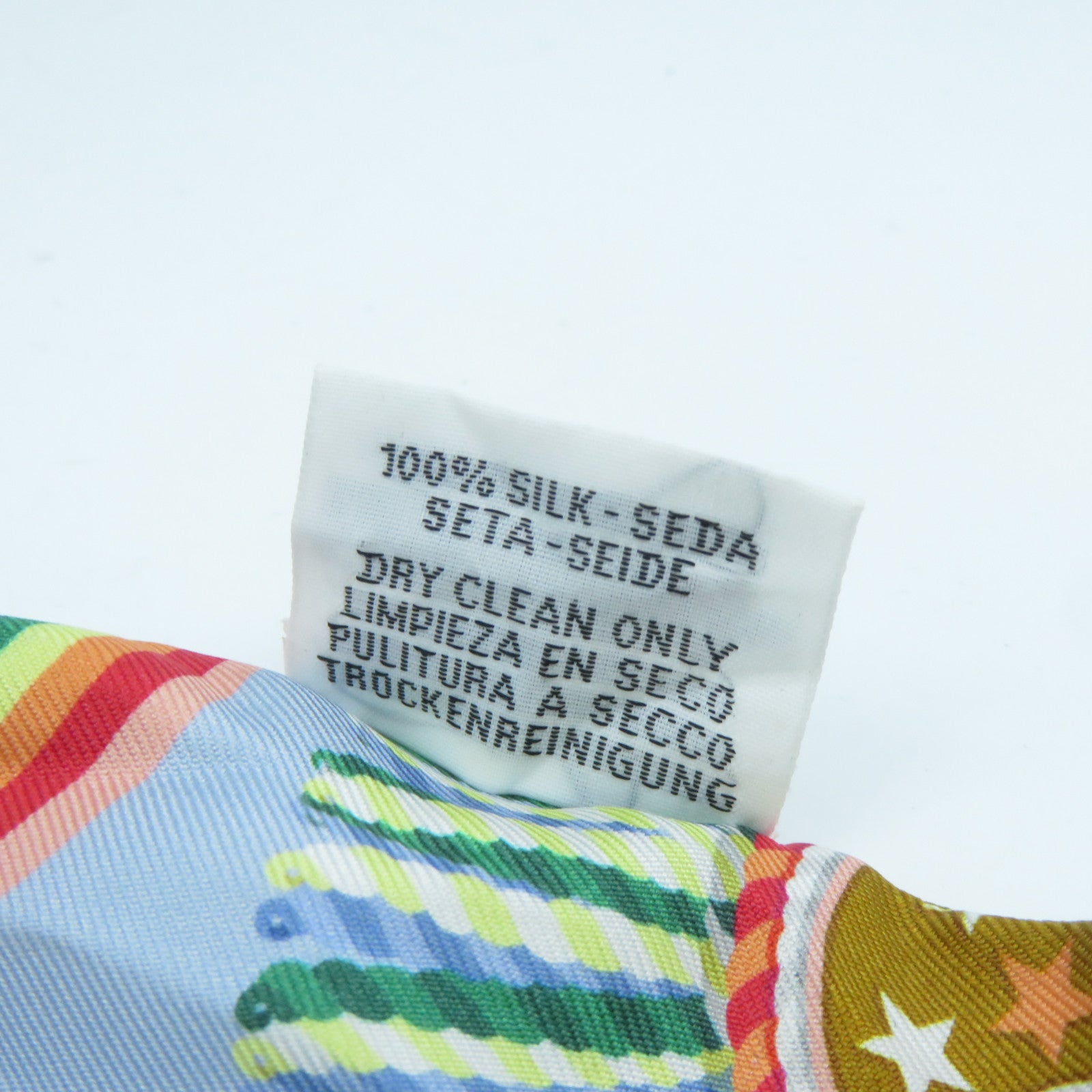 HERMES 絲質Twilly Scarf絲巾色彩色/淺藍色