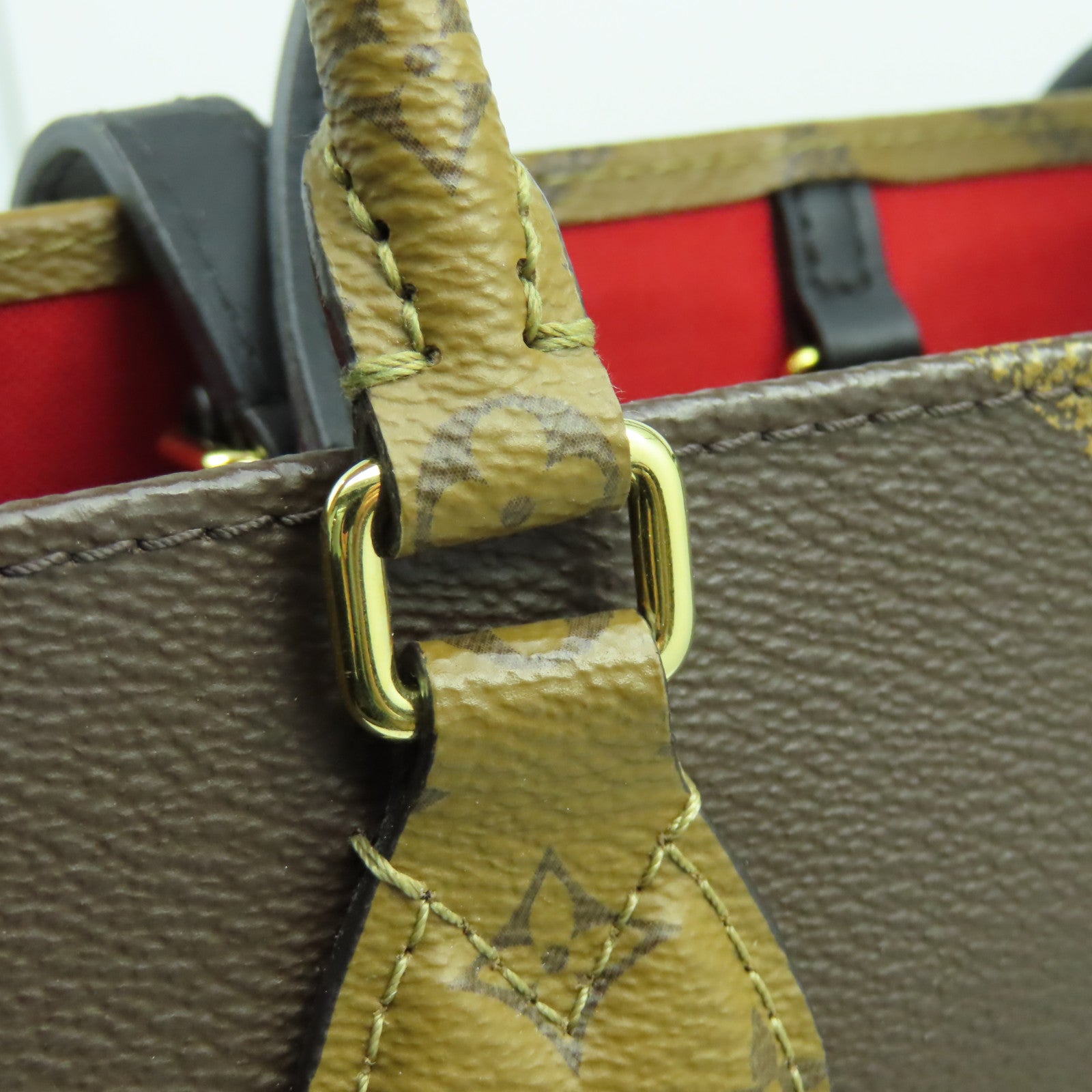 LOUIS VUITTON Monogram Giant On The Go MM金扣手挽肩背兩用袋啡色