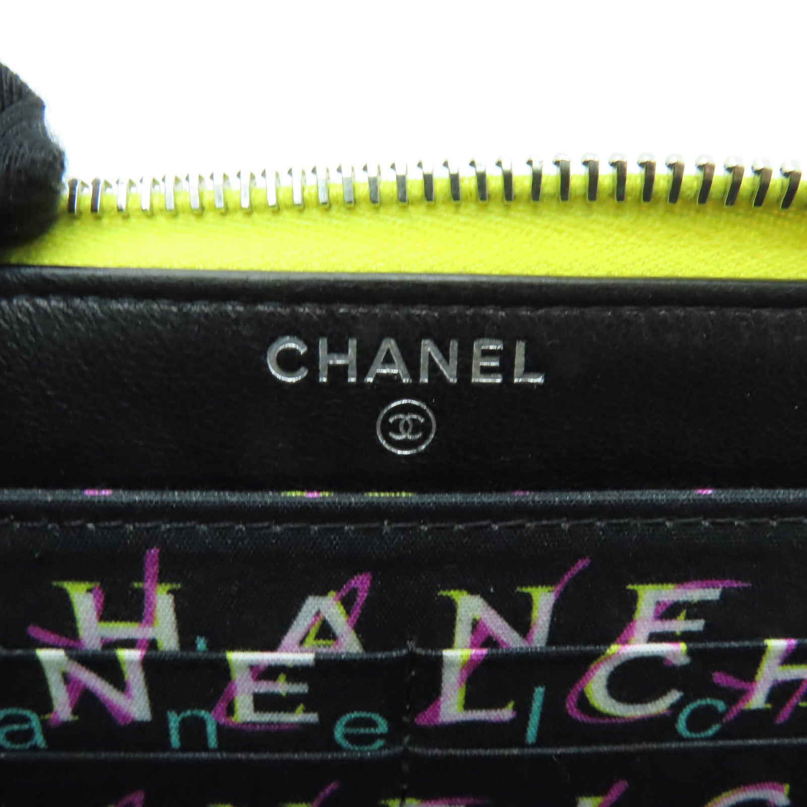 CHANEL 菱格羊皮皮革Wallet銀扣長錢包黃色