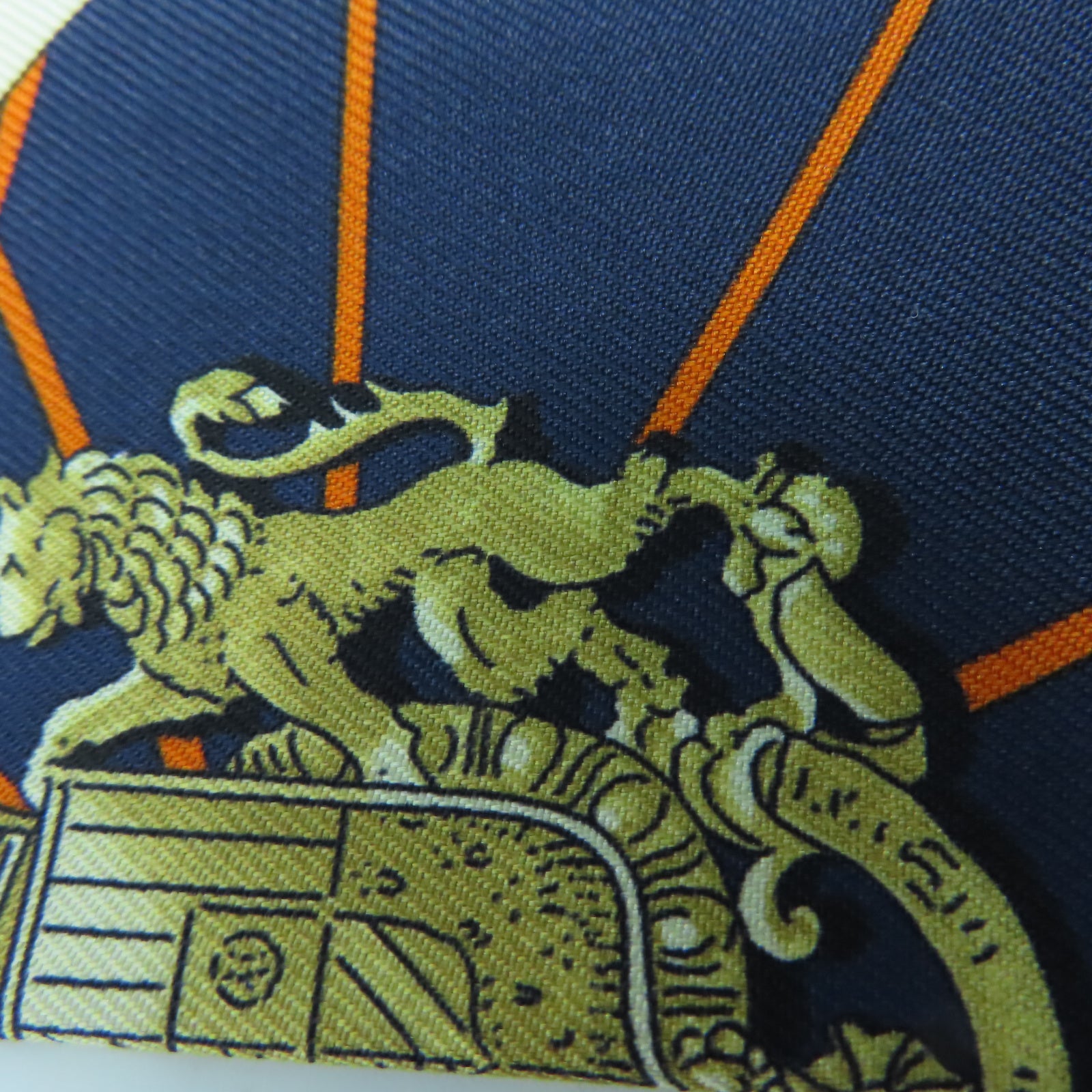 HERMES 絲質Twilly Special Edition絲巾深藍色/橙色/黑色