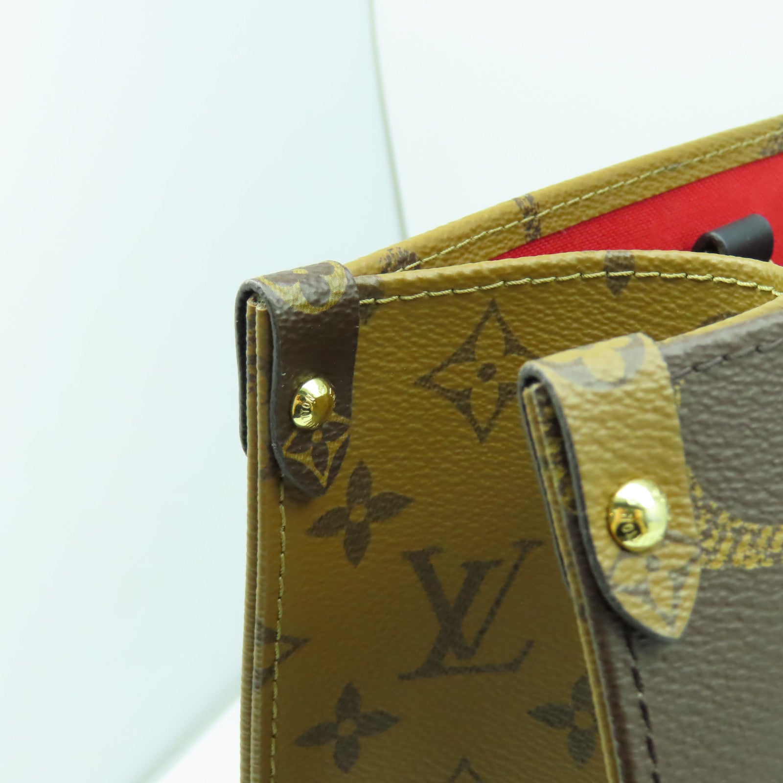 LOUIS VUITTON Monogram Giant On The Go MM金扣手挽肩背兩用袋啡色