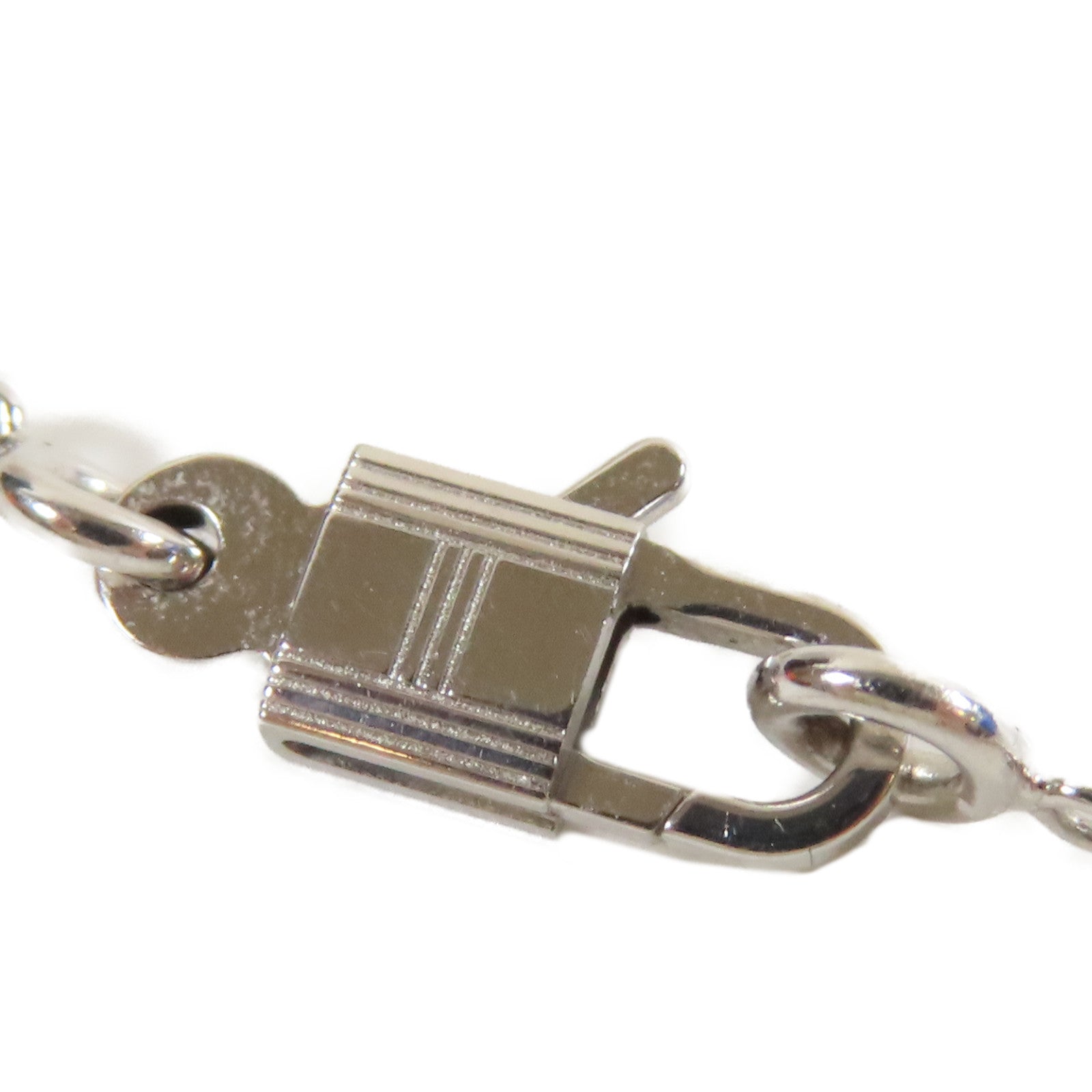 HERMES 18K白金/鑽石Kelly Cadenas Pendant0.09ct鑽石項鍊#40cm