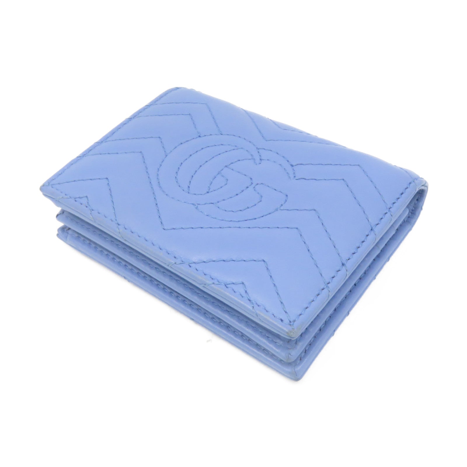 GUCCI 牛皮皮革Mini Wallet短钱包浅蓝色