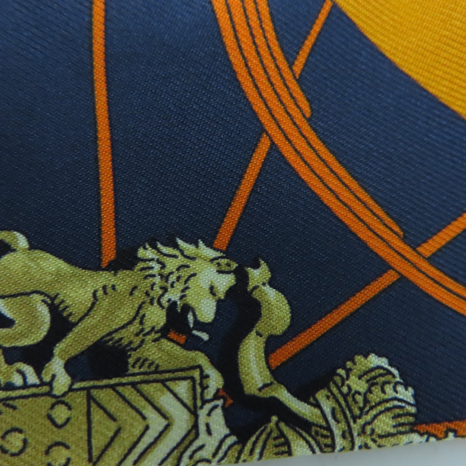 HERMES 絲質Twilly Special Edition絲巾深藍色/橙色/黑色