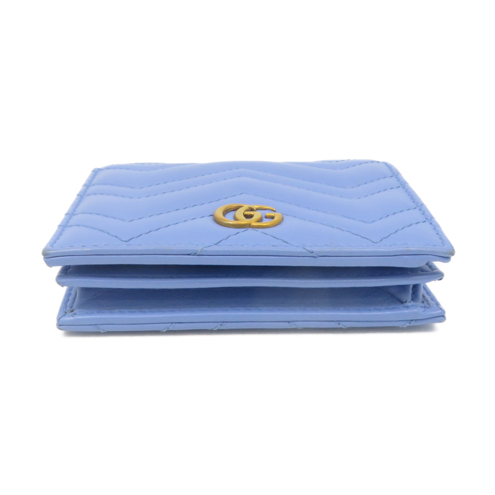 GUCCI 牛皮皮革Mini Wallet短钱包浅蓝色