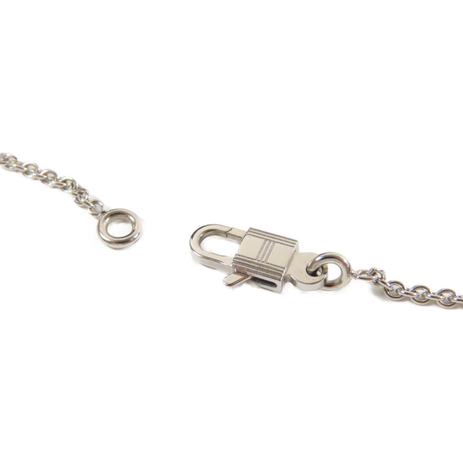 HERMES 18K白金/鑽石Kelly Cadenas Pendant0.09ct鑽石項鍊#40cm
