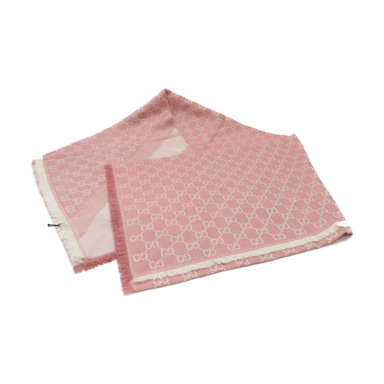 GUCCI 羊毛/質絲Scarf 140x140cm圍巾粉紅色/米色