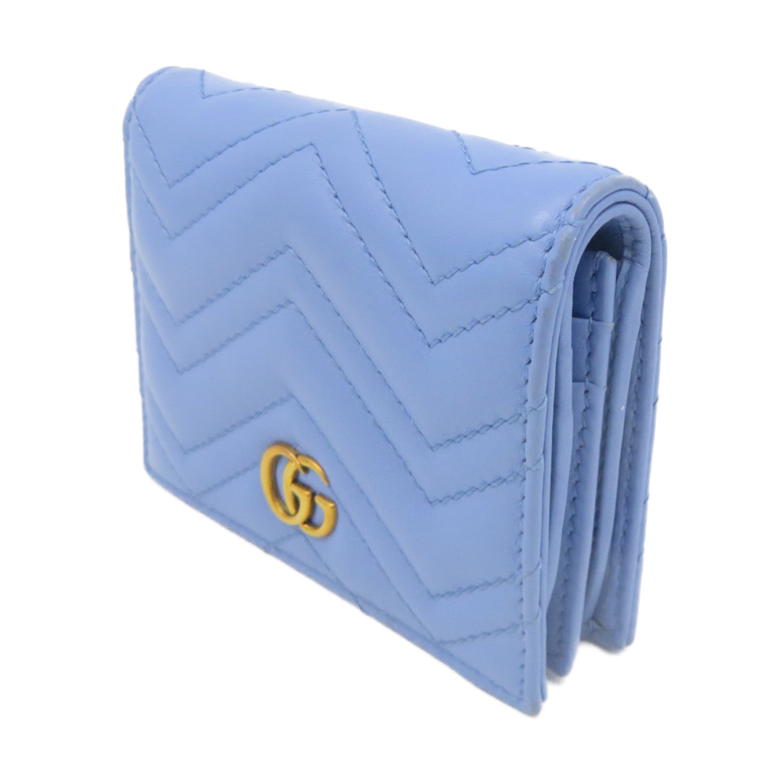 GUCCI 牛皮皮革Mini Wallet短钱包浅蓝色