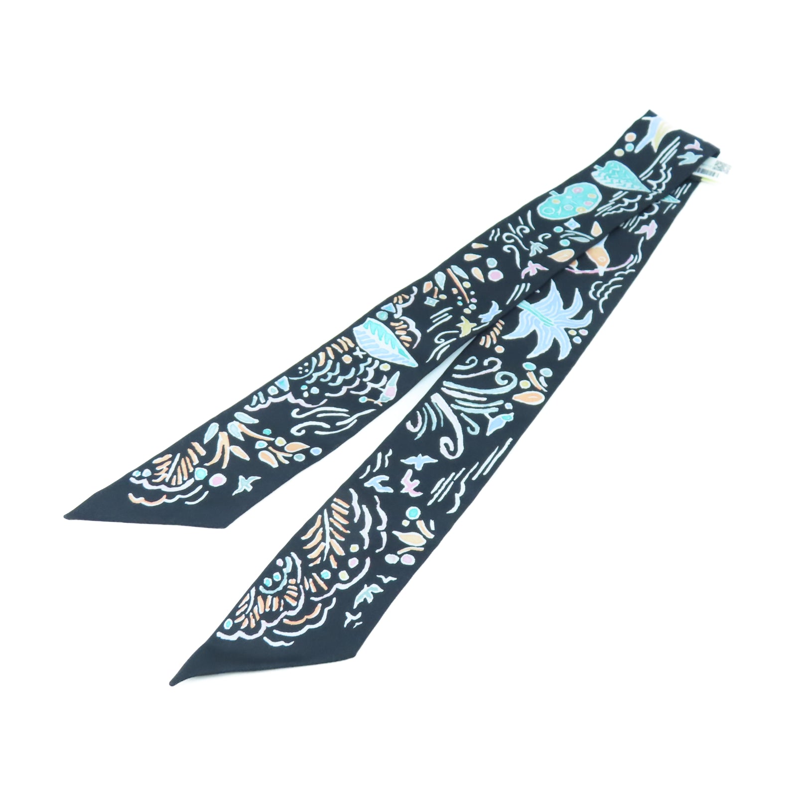 HERMES 【激減優惠】絲質Twilly絲巾黑色/白色/多色