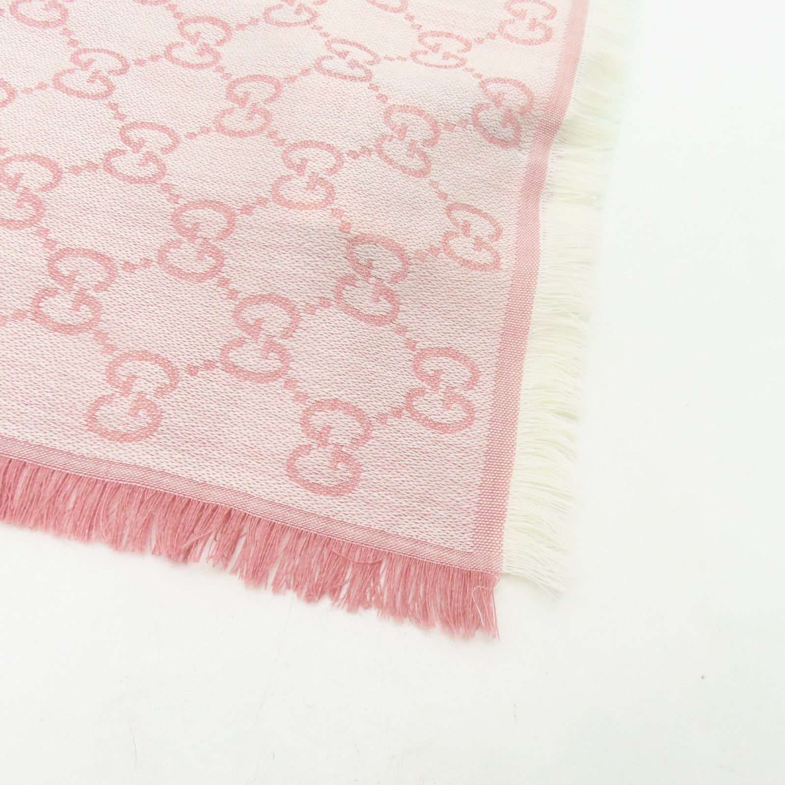 GUCCI 羊毛/質絲Scarf 140x140cm圍巾粉紅色/米色