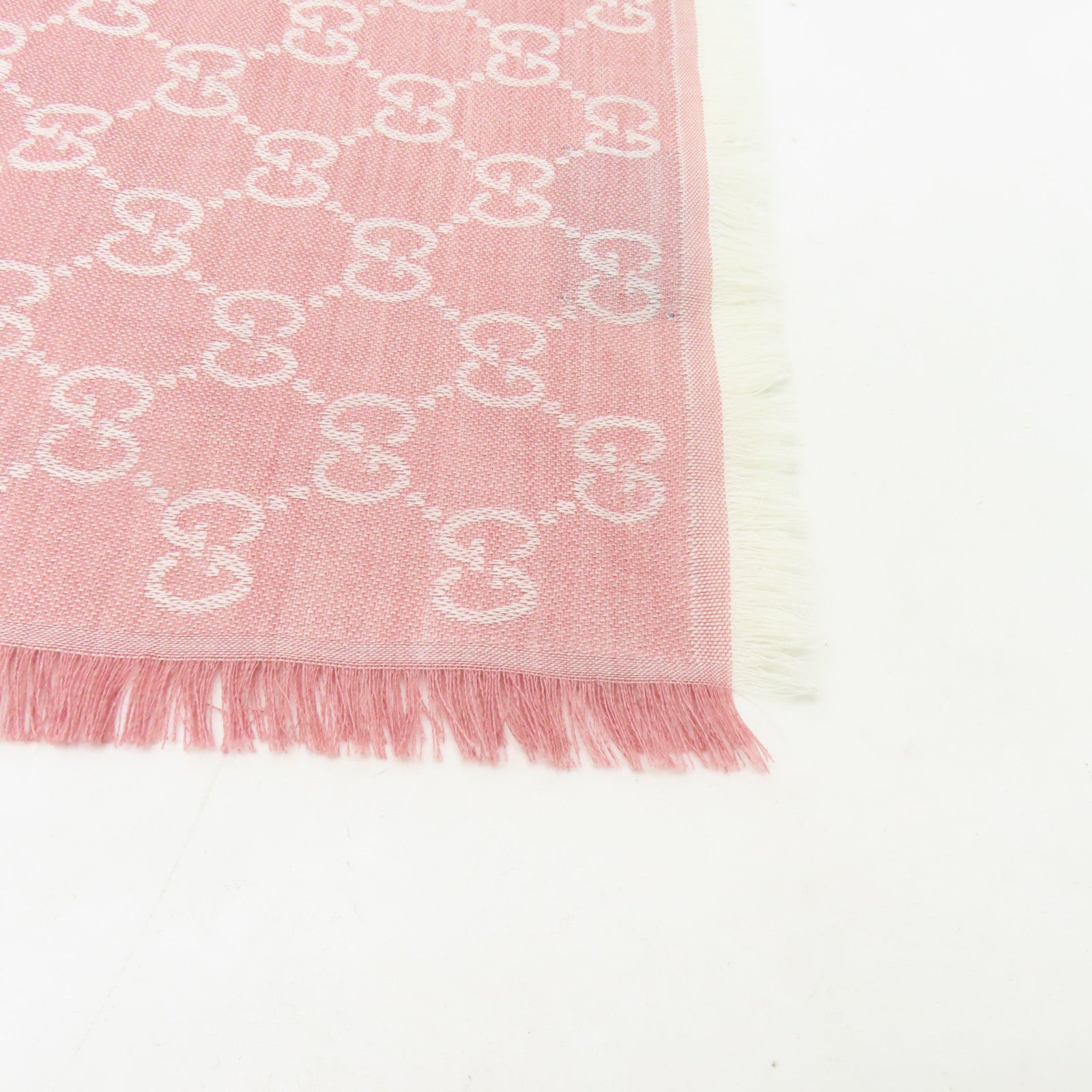 GUCCI 羊毛/質絲Scarf 140x140cm圍巾粉紅色/米色