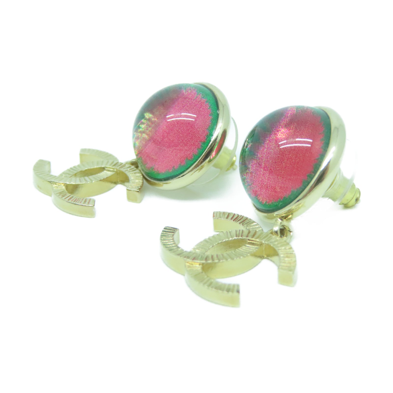 CHANEL 金屬Earrings耳環粉紅色/綠色/金色