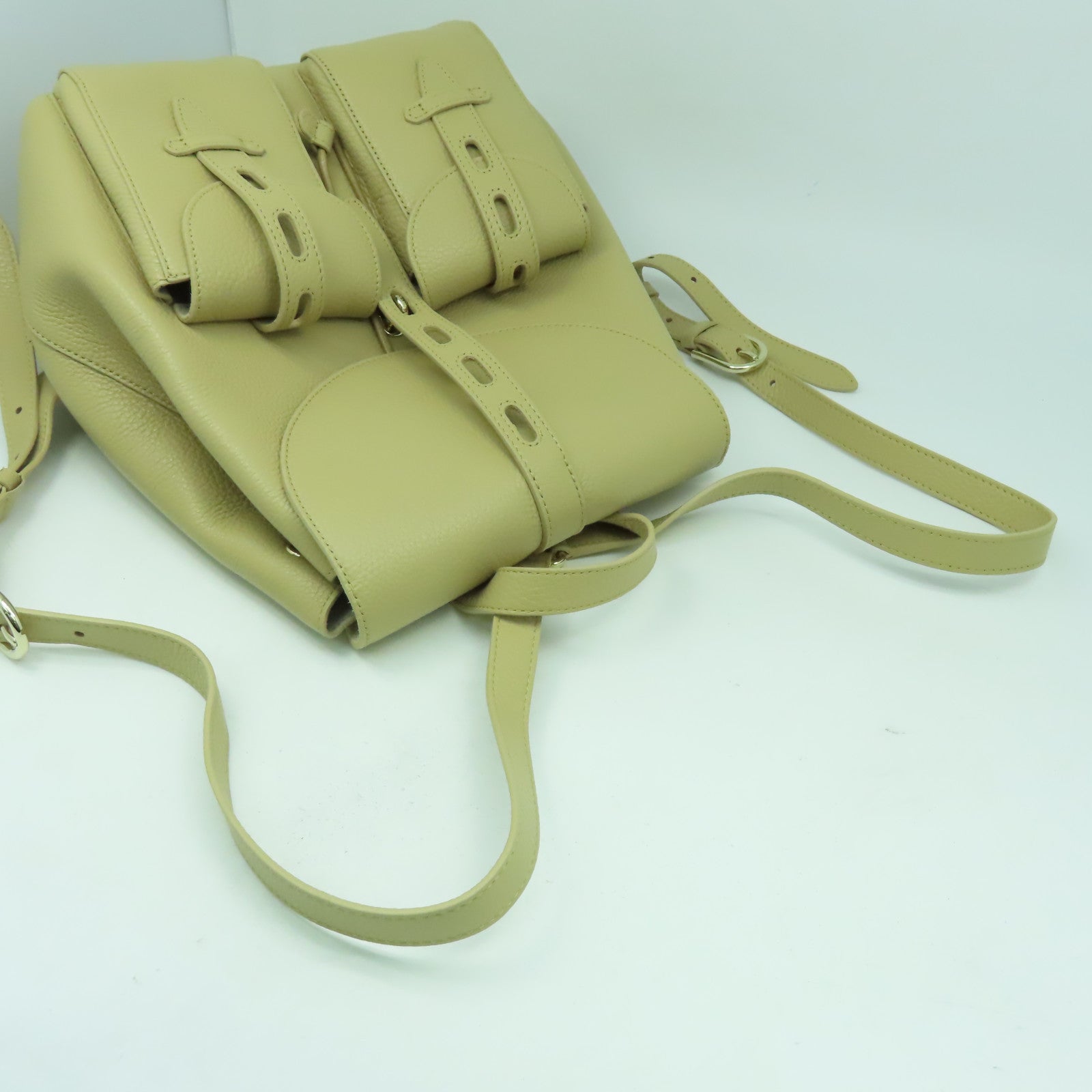 Furla 牛皮皮革Backpack金扣背包米色
