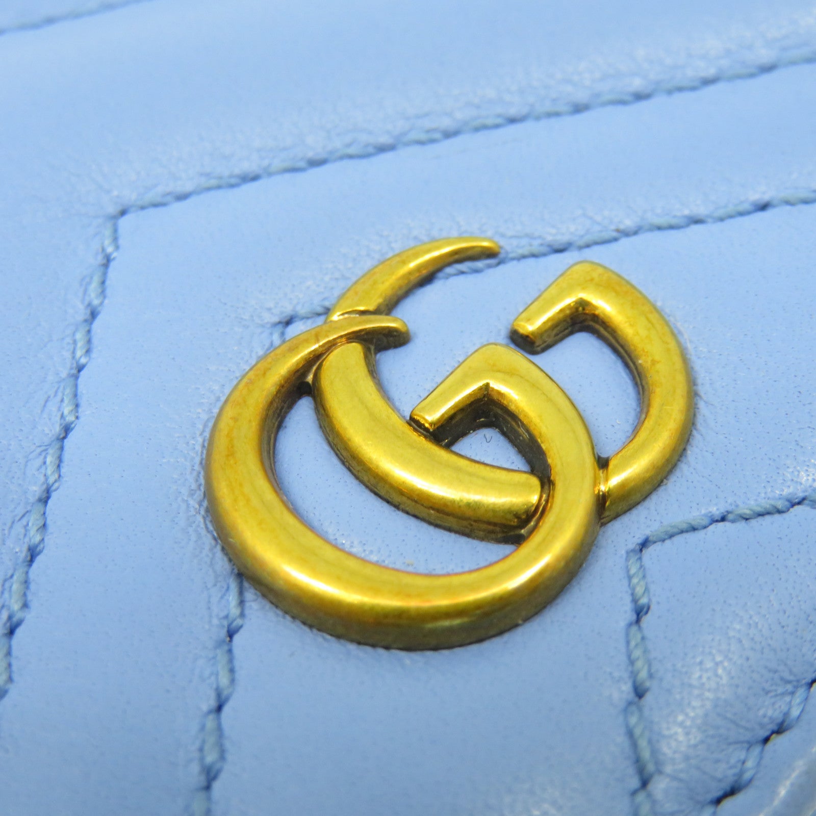 GUCCI 牛皮皮革Mini Wallet短钱包浅蓝色