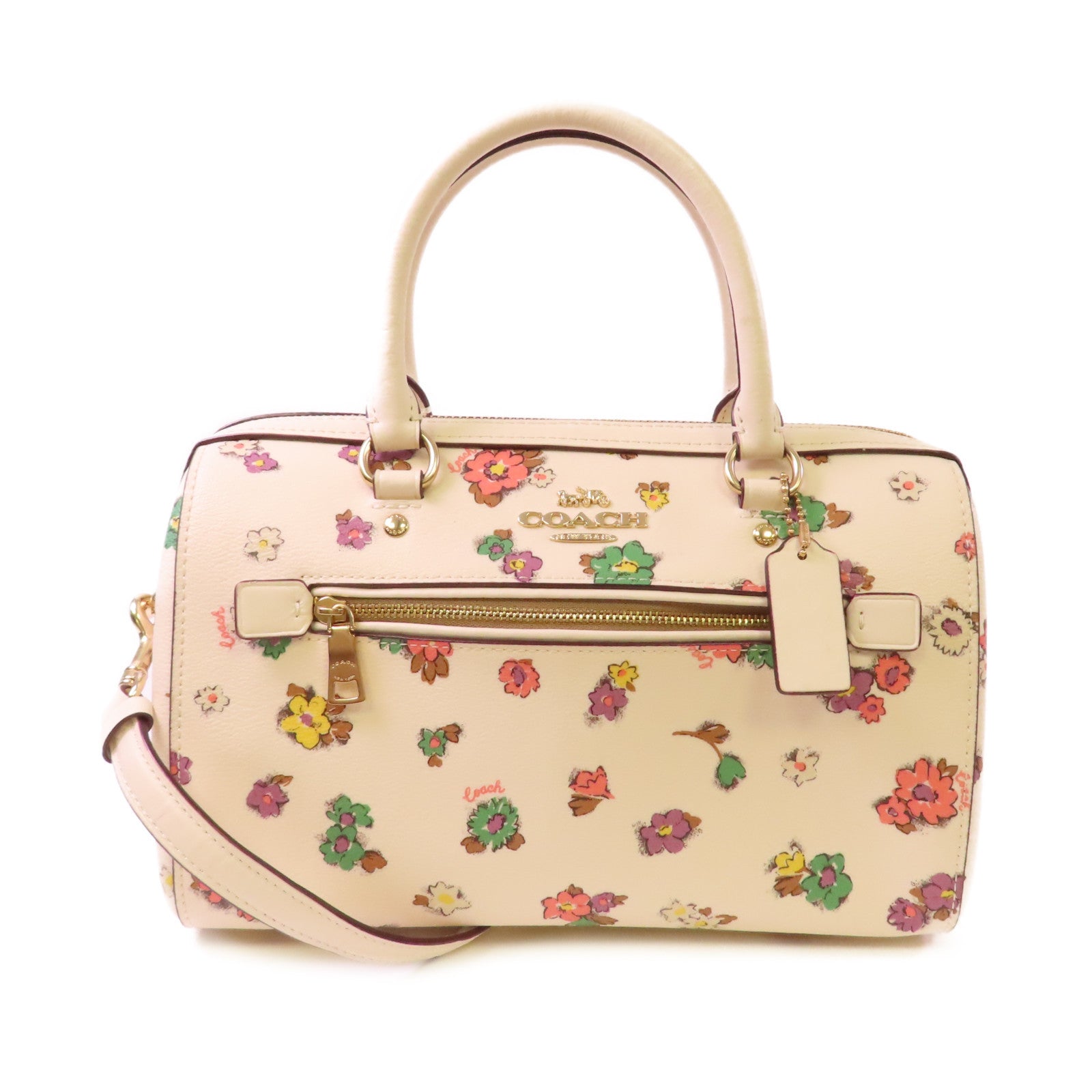 COACH 塗層帆布Rowan Satchel Handbag手挽肩背兩用袋米白色