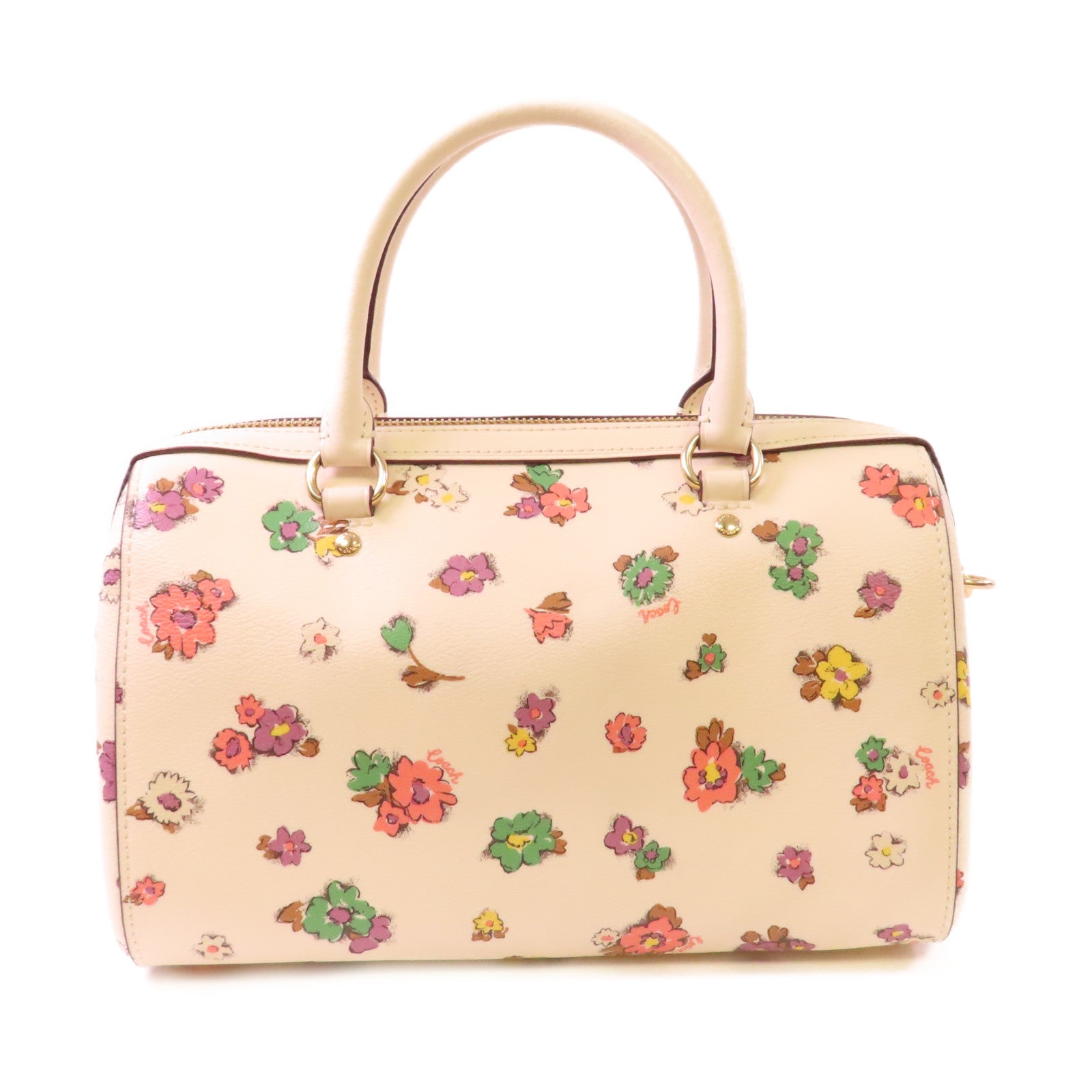 COACH 塗層帆布Rowan Satchel Handbag手挽肩背兩用袋米白色