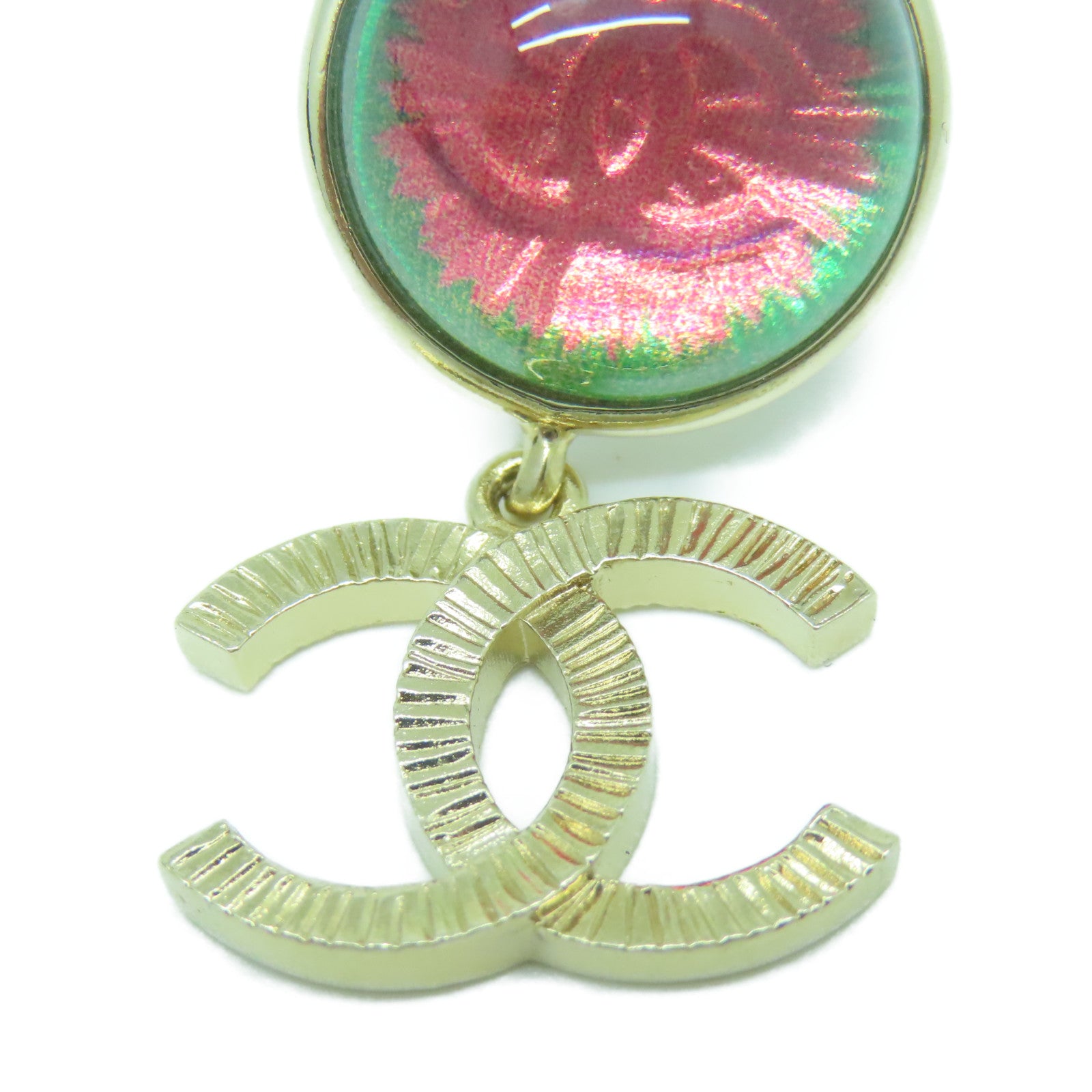 CHANEL 金屬Earrings耳環粉紅色/綠色/金色