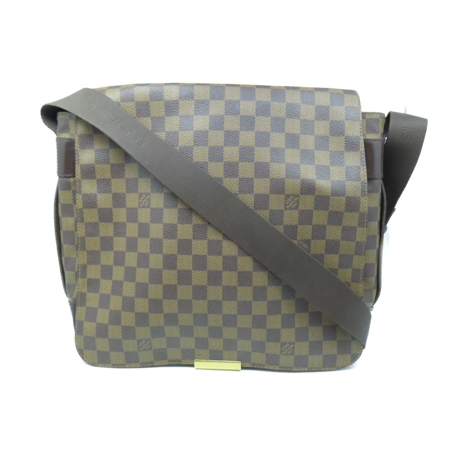 LOUIS VUITTON Damier Bastille Gold Buckle Shoulder Bag Brown