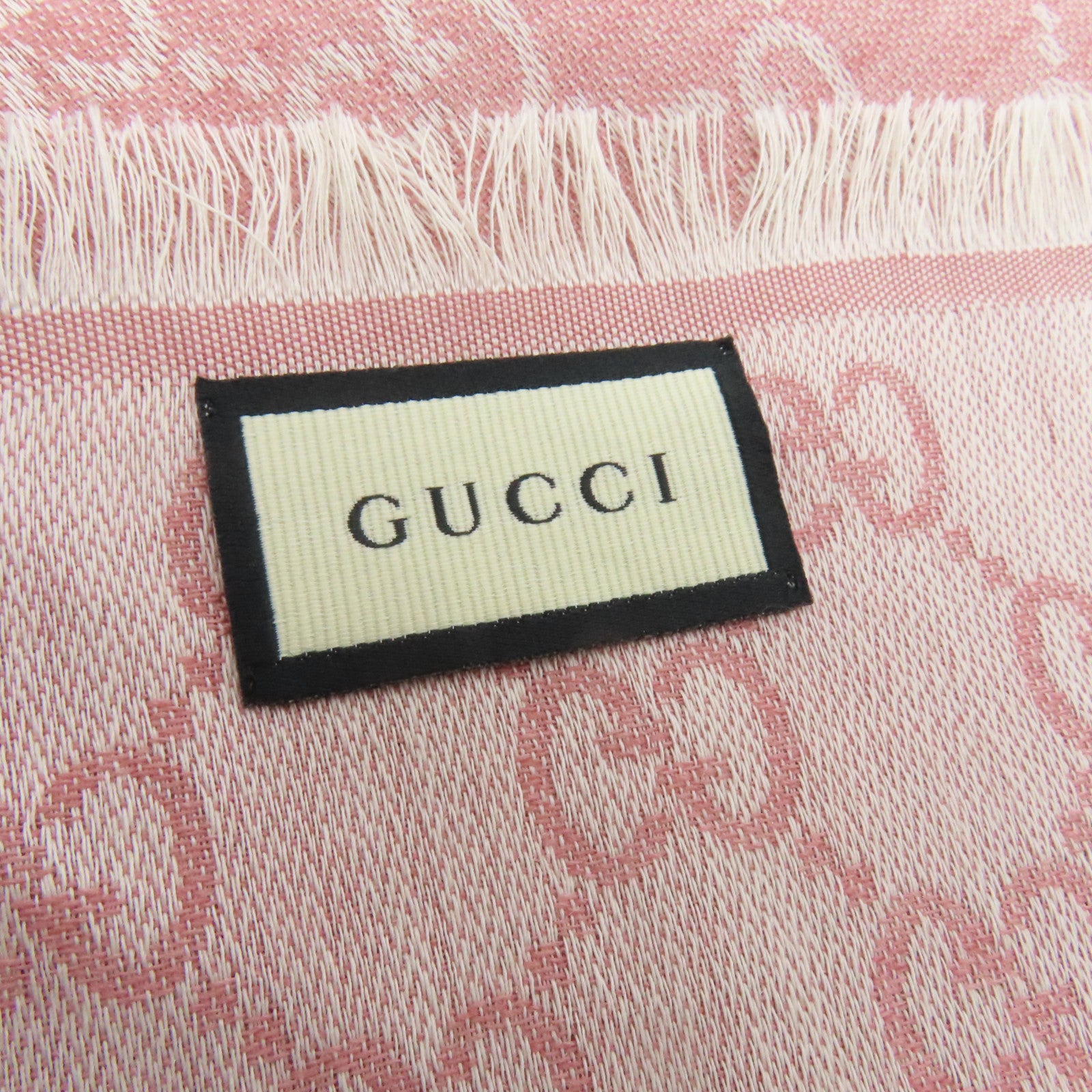 GUCCI 羊毛/質絲Scarf 140x140cm圍巾粉紅色/米色
