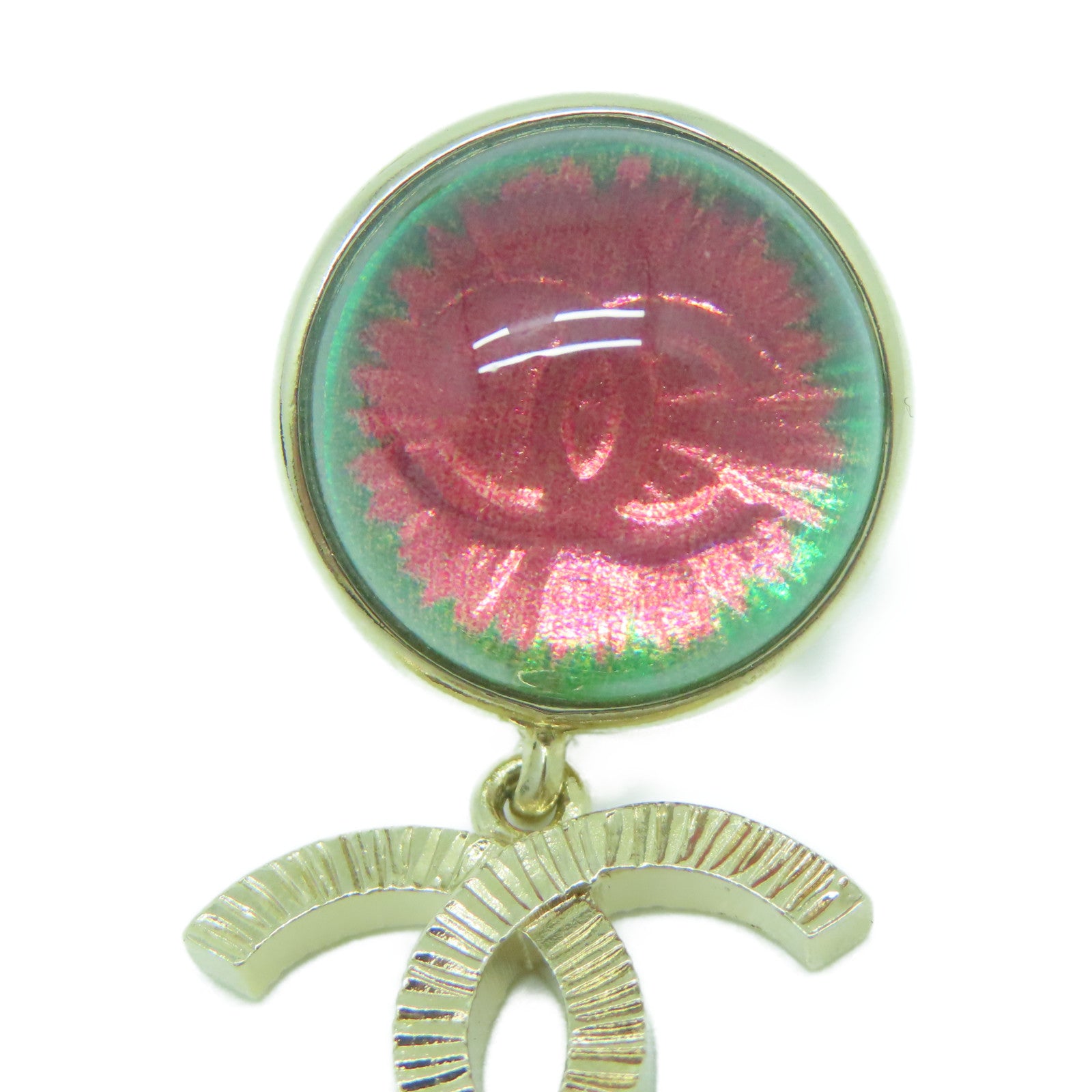 CHANEL 金屬Earrings耳環粉紅色/綠色/金色
