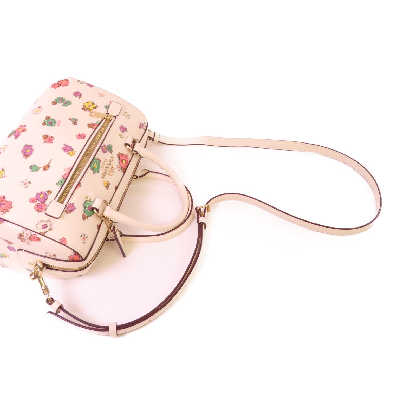 COACH 塗層帆布Rowan Satchel Handbag手挽肩背兩用袋米白色